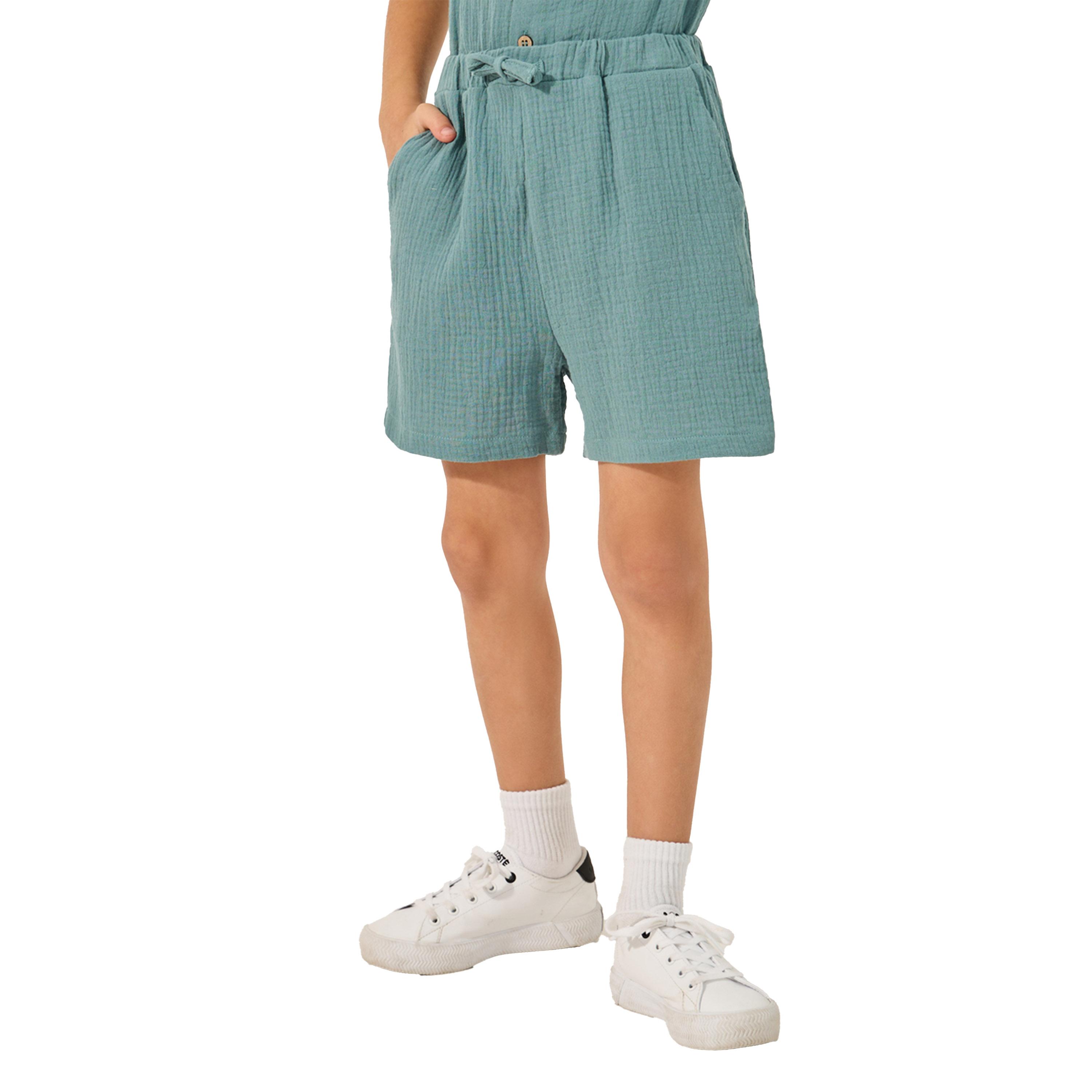 ستايلي - طقم قميص مجعد سادة بأكمام قصيرة مع شورت-boys-clothing-setsandcoords-image-4