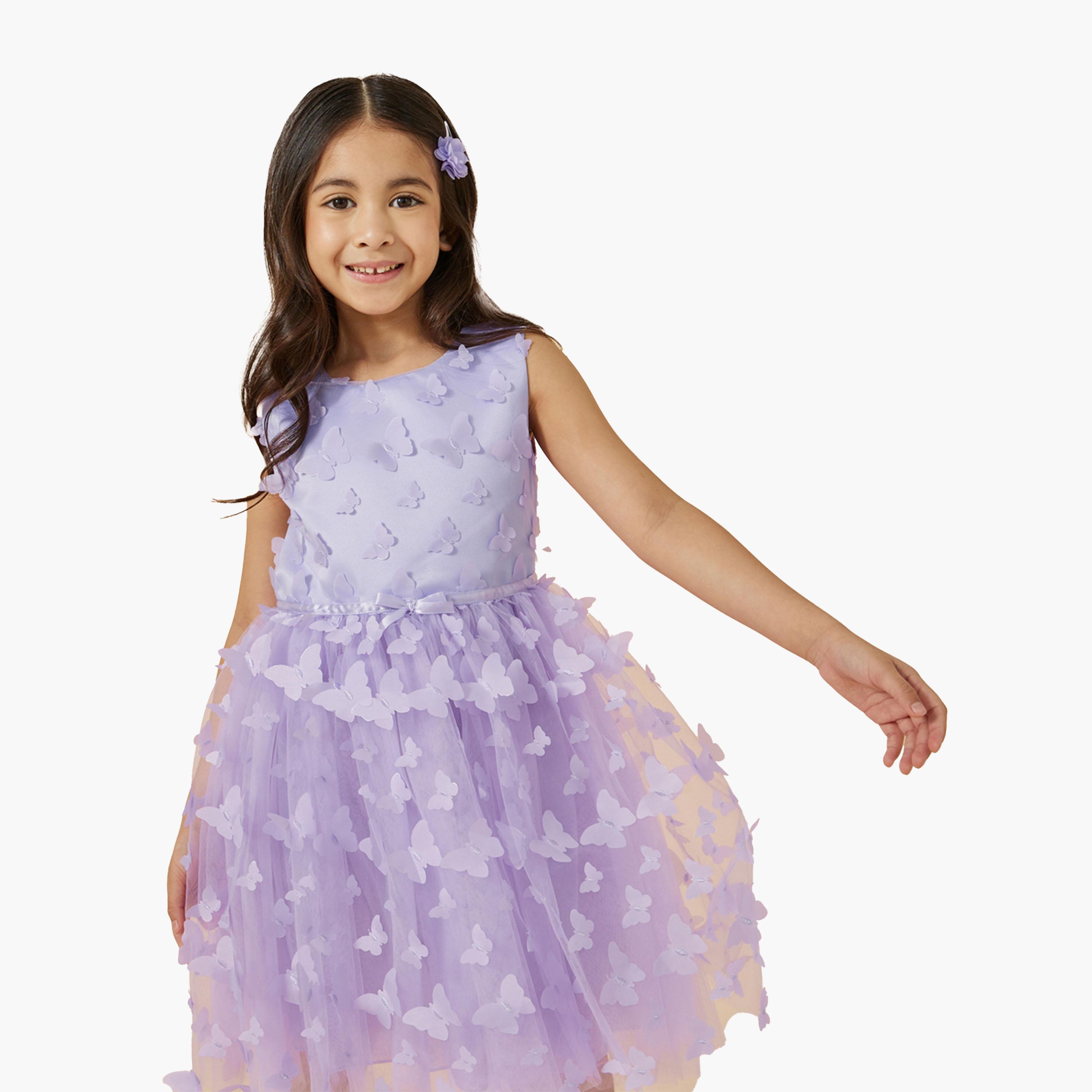 ستايلي-  فستان بدون أكمام مزين بالفراشات-girls-clothing-dressesandjumpsuits-image-4