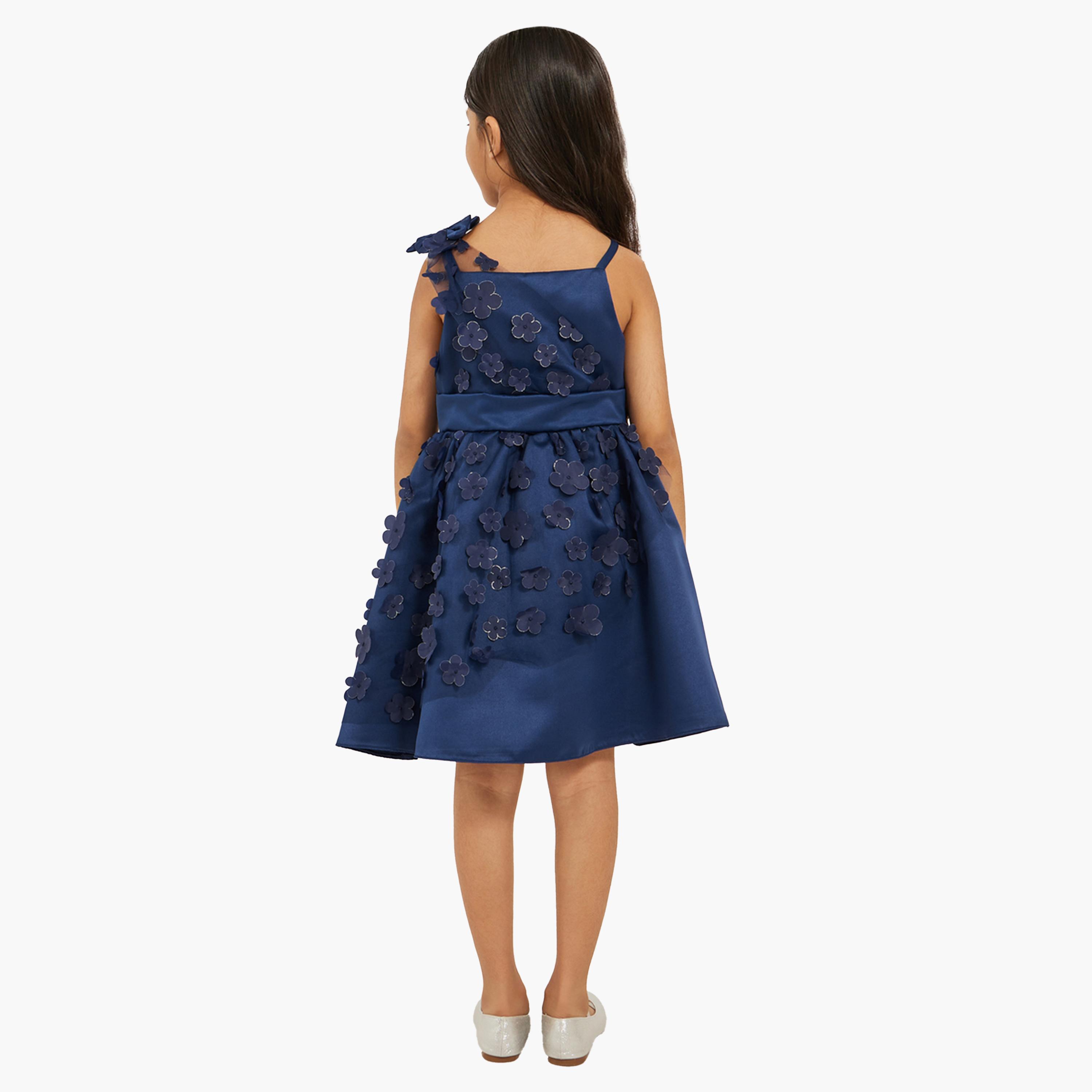 Styli Flower Applique Square Neck Fit and Flare Dress-girls-clothing-dressesandjumpsuits-image-4