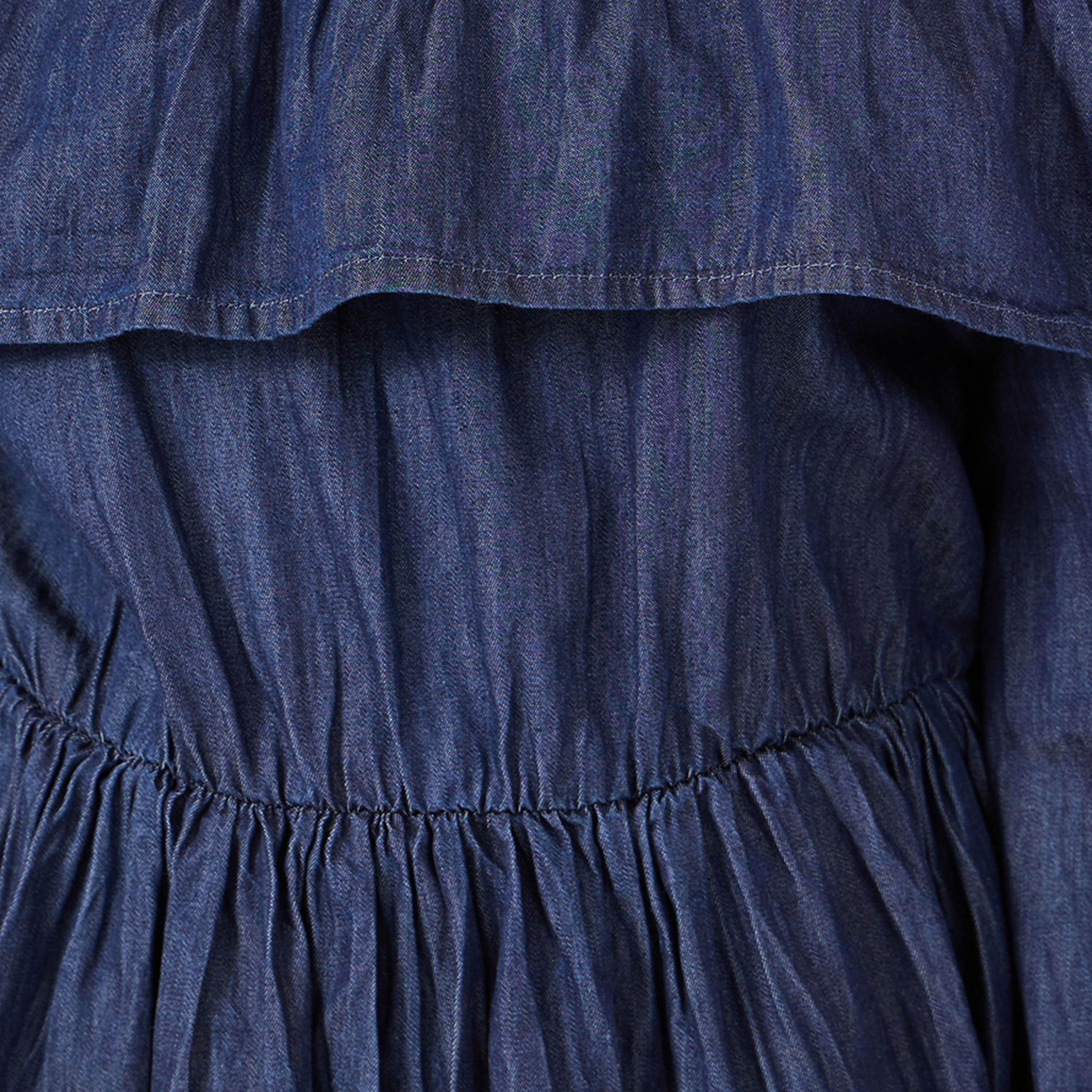 Styli Plain Cold-Shoulder Sleeves Denim Dress-girls-clothing-dressesandjumpsuits-image-3
