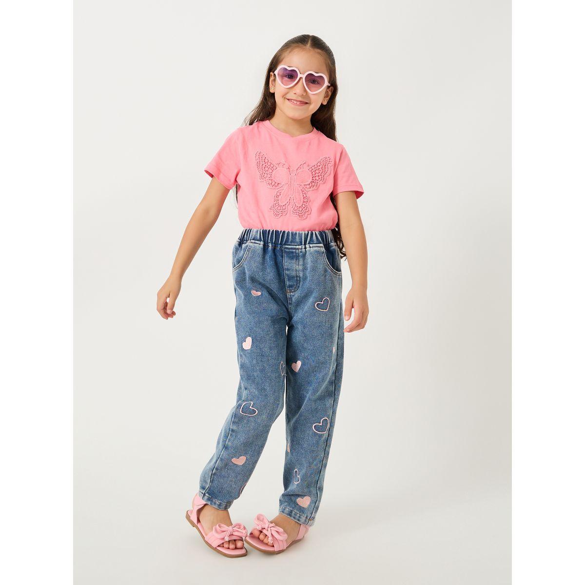 Styli Butterfly Crochet Patch Short Sleeve T-Shirt-girls-clothing-tshirts-image-2