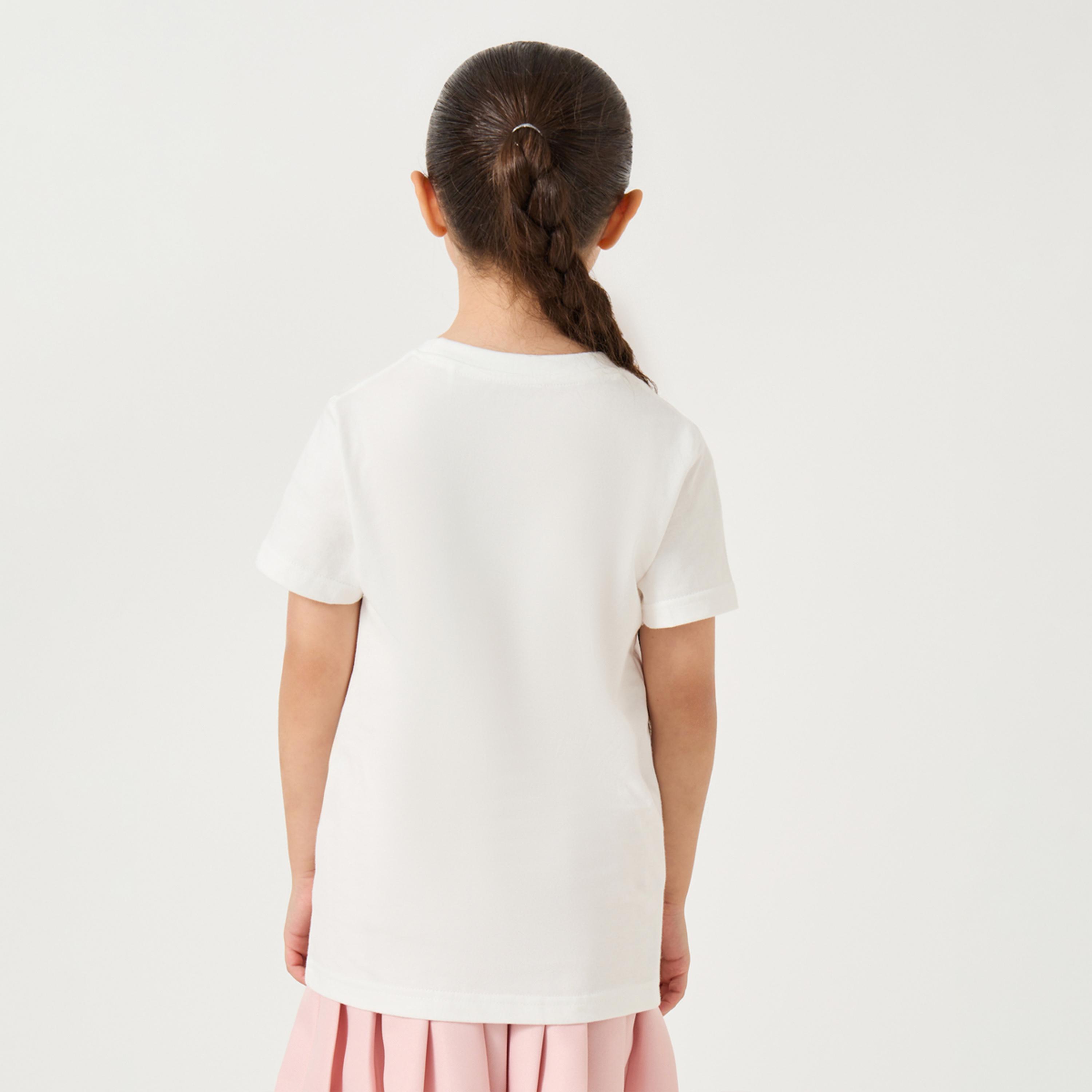 ستايلي - تي شيرت بأكمام طويلة للفتيات الصغيرات مع زهرة كروشيه-girls-clothing-tshirts-image-4