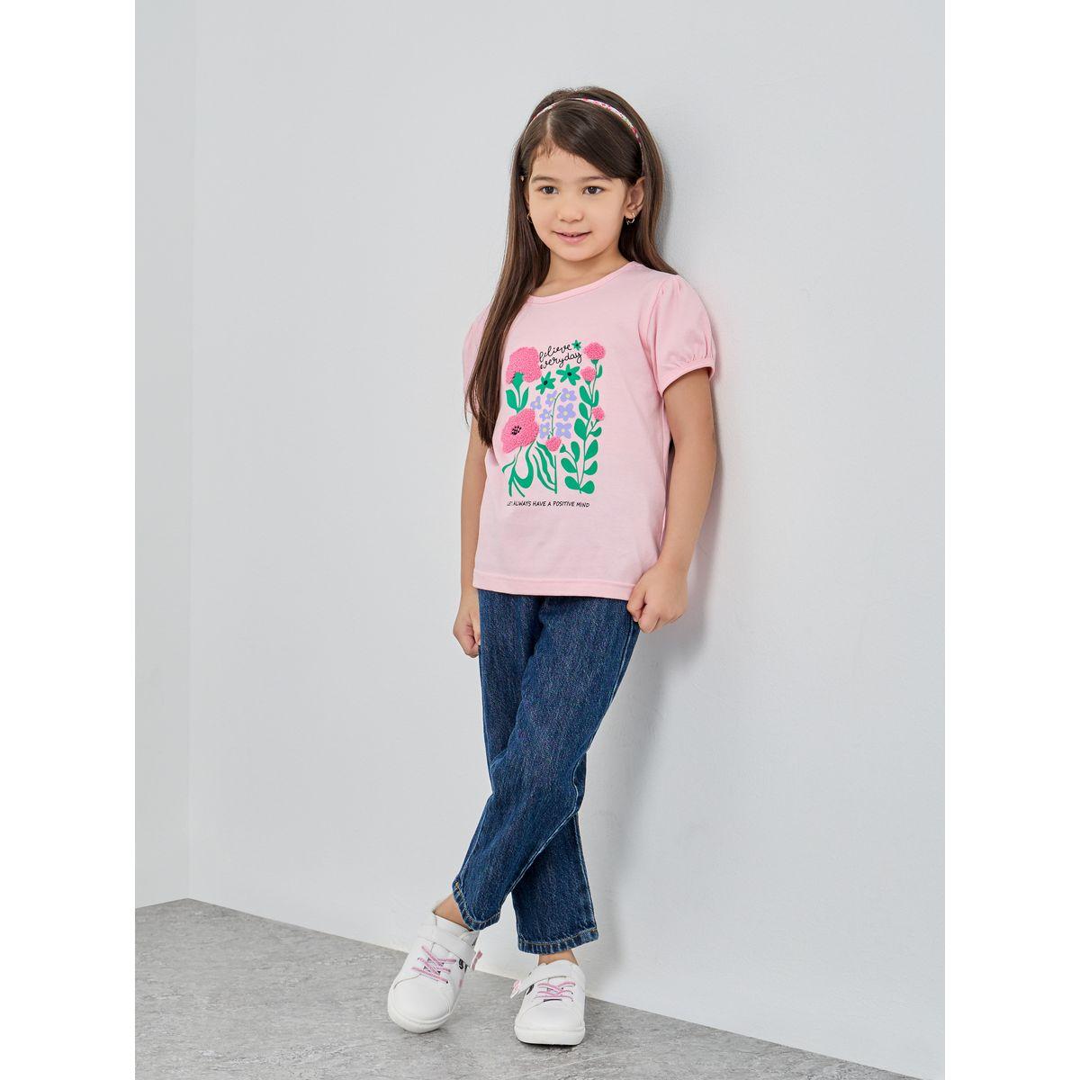 Styli Embroidered Graphic Print Puff Sleeve T-Shirt-girls-clothing-tshirts-image-2