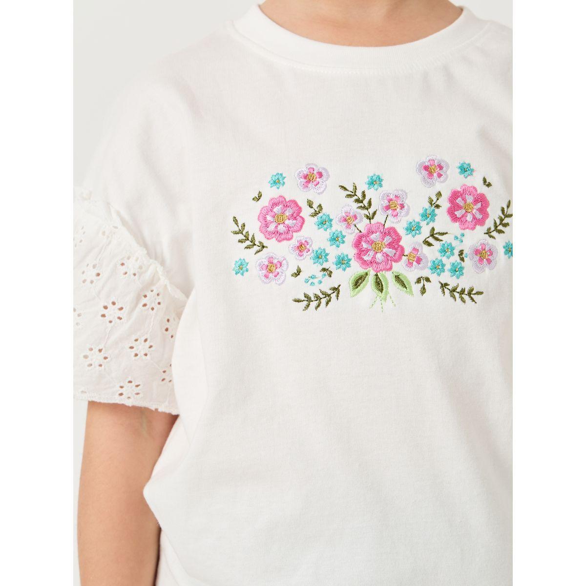 تيشيرت بتفاصيل مُطرّزة وأكمام شيفلي قصيرة-girls-clothing-tshirts-image-3