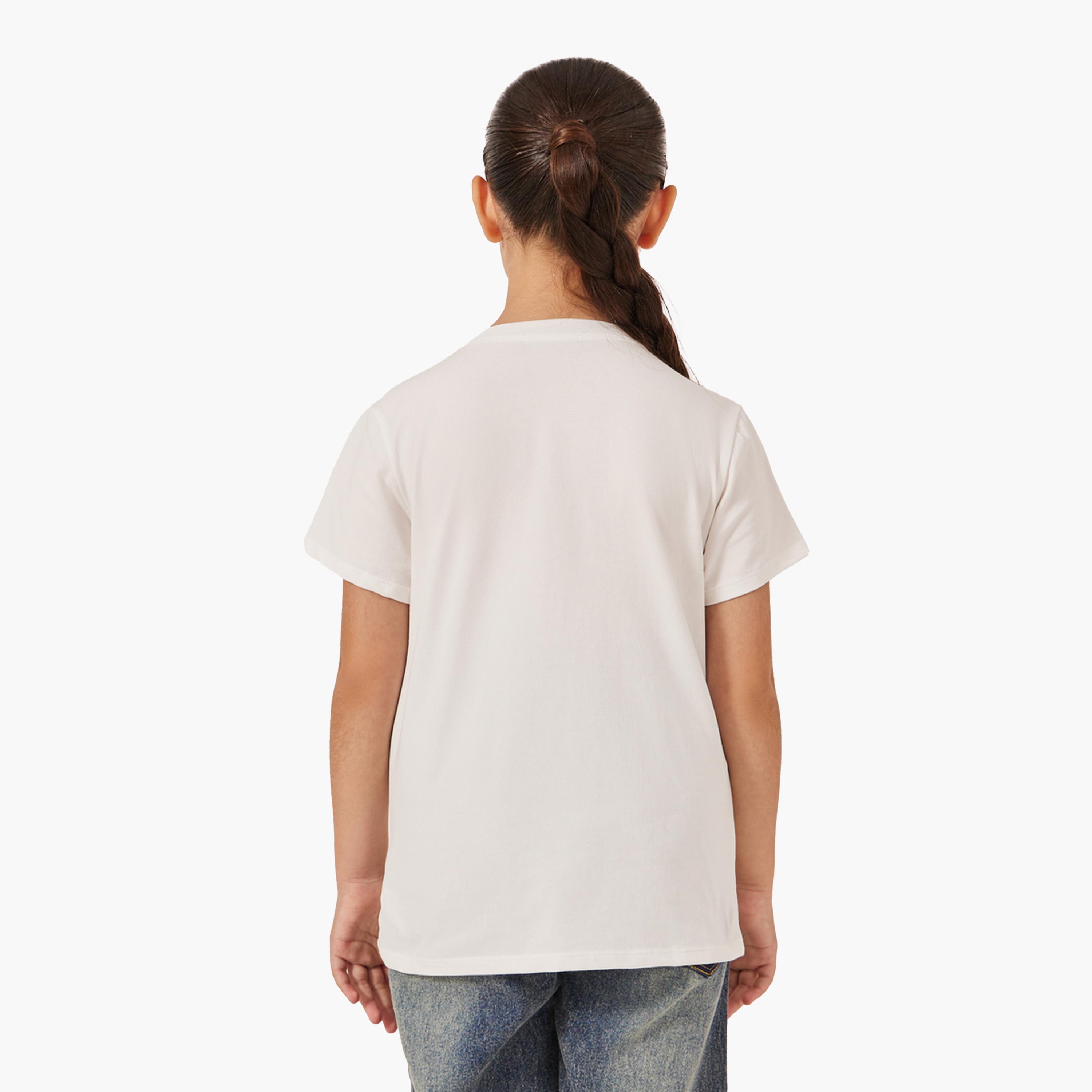 Styli Flower Applique Short Sleeve T-Shirt-girls-clothing-tshirts-image-4