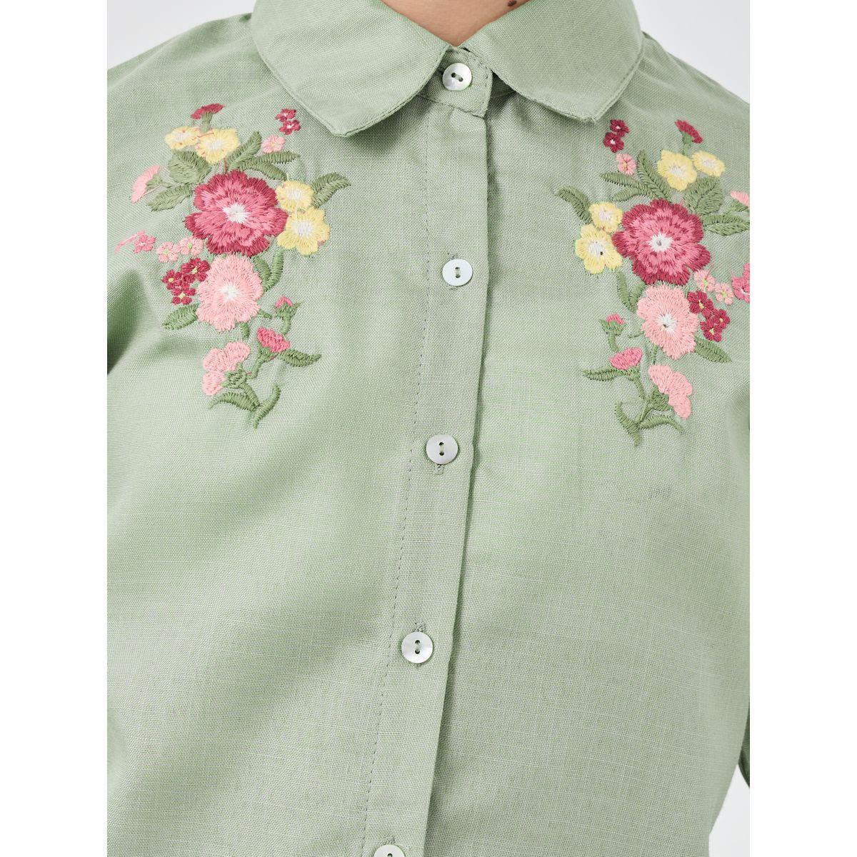 Styli Girls Embroidered Roll-Up Sleeves Shirt-girls-clothing-blousesandshirts-image-3