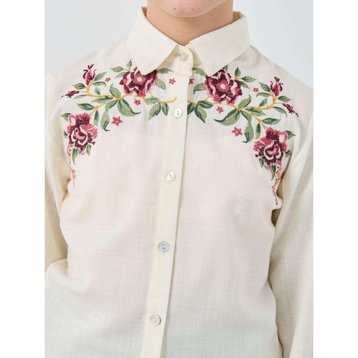 بلوزة بتفاصيل مُطرّزة وأكمام مطوية-girls-clothing-blousesandshirts-image-3