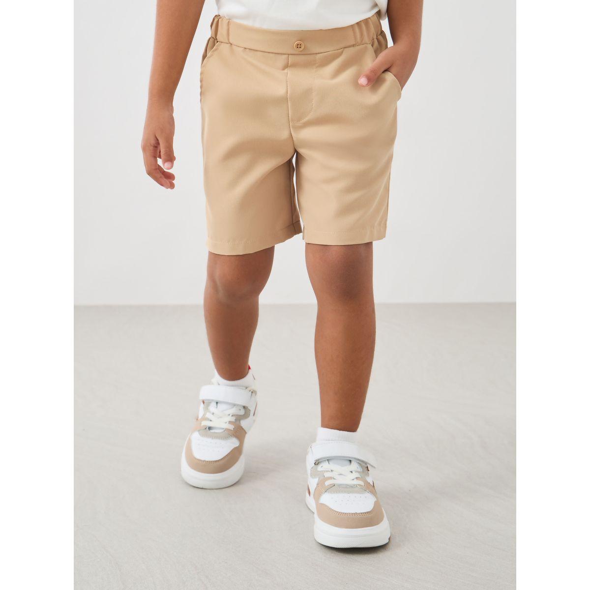 Styli Boys Solid Twill Shorts with Partially Elasticated Waistband-girls-clothing-bottoms-shorts-image-1