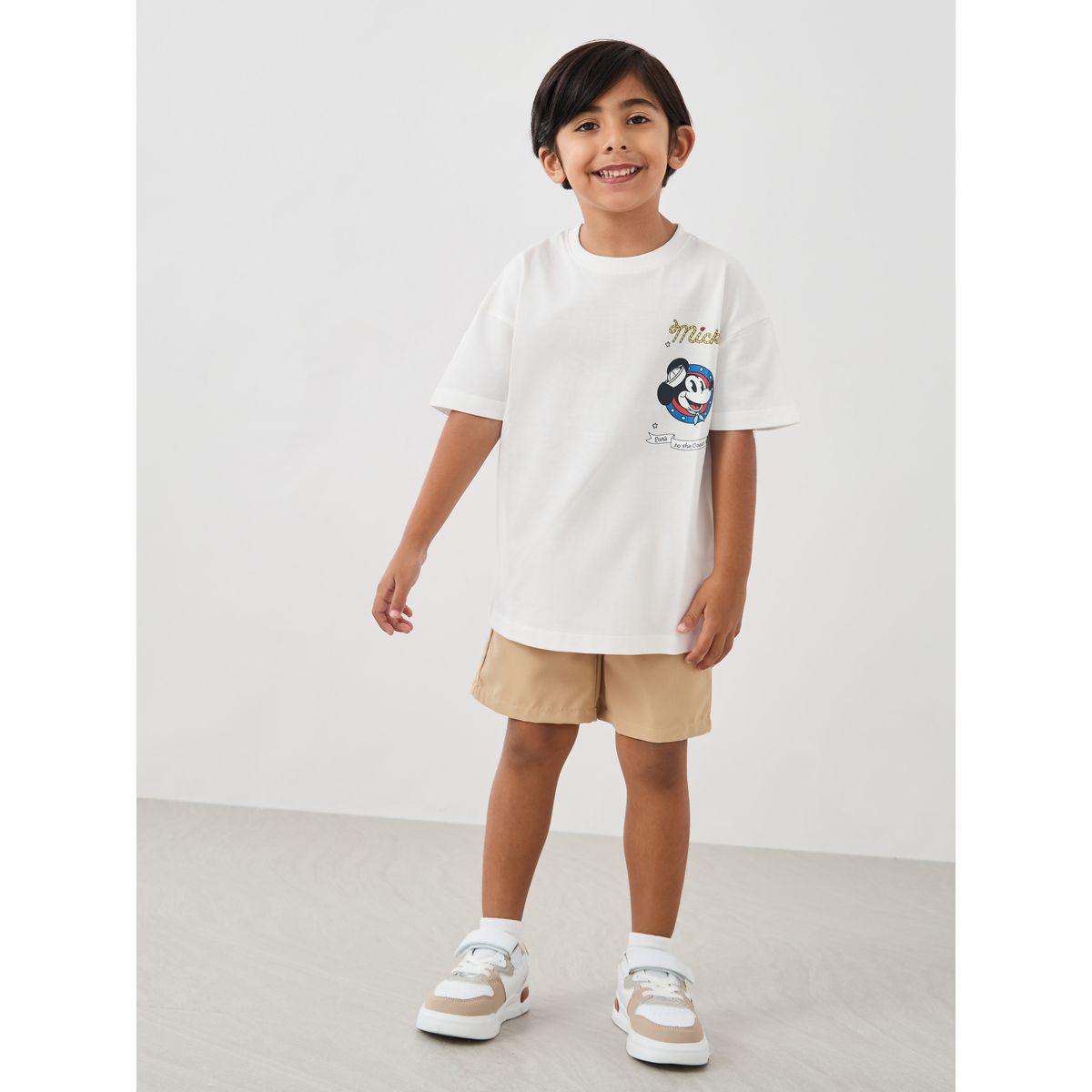 Styli Boys Solid Twill Shorts with Partially Elasticated Waistband-girls-clothing-bottoms-shorts-image-2