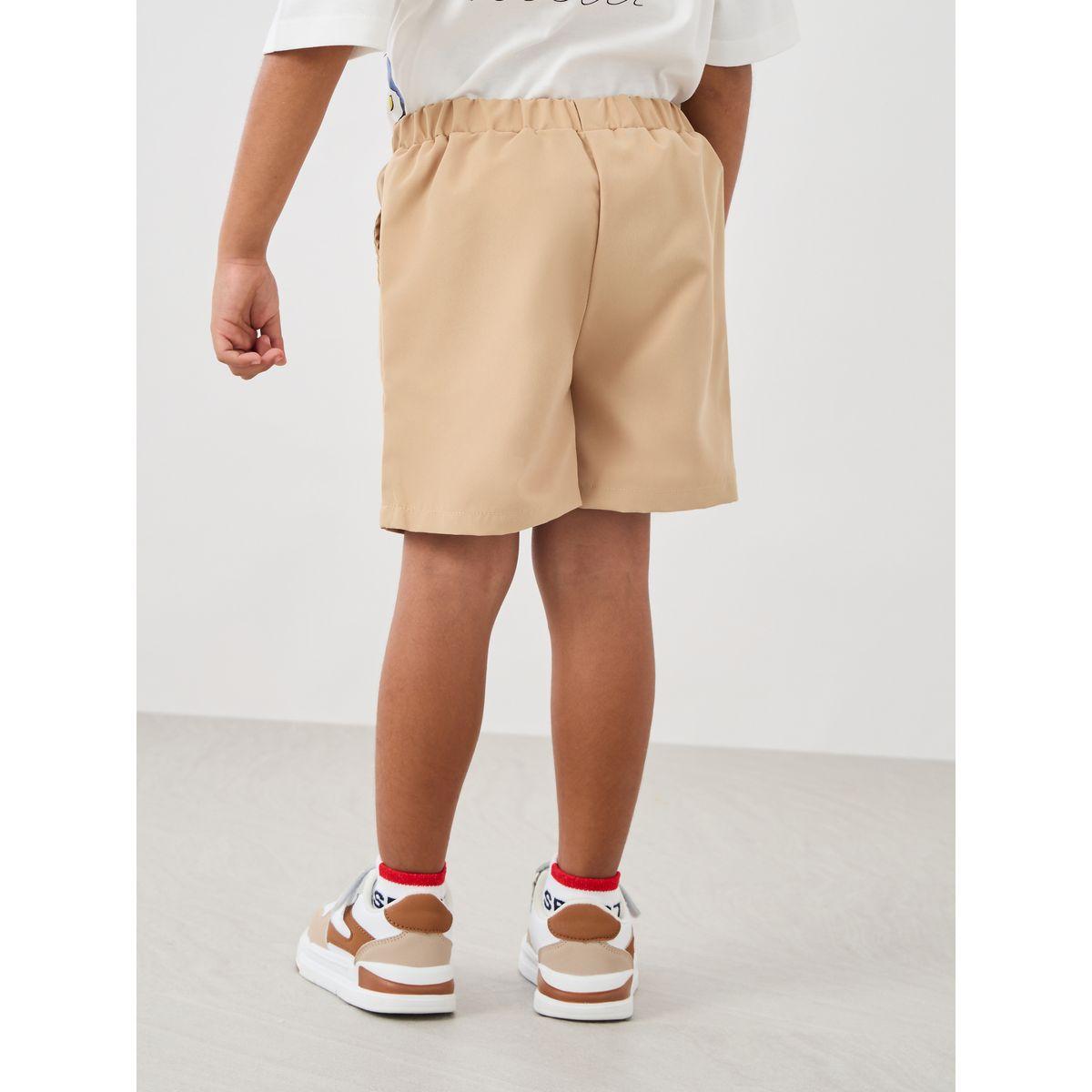 Styli Boys Solid Twill Shorts with Partially Elasticated Waistband-girls-clothing-bottoms-shorts-image-4