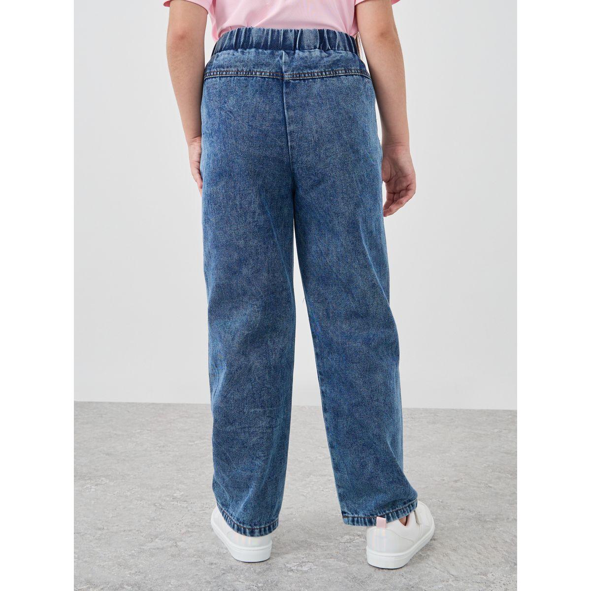 جينز بخصر مطاطي وتفاصيل مُرقعة عند الركبة-girls-clothing-bottoms-jeansandjeggings-image-4