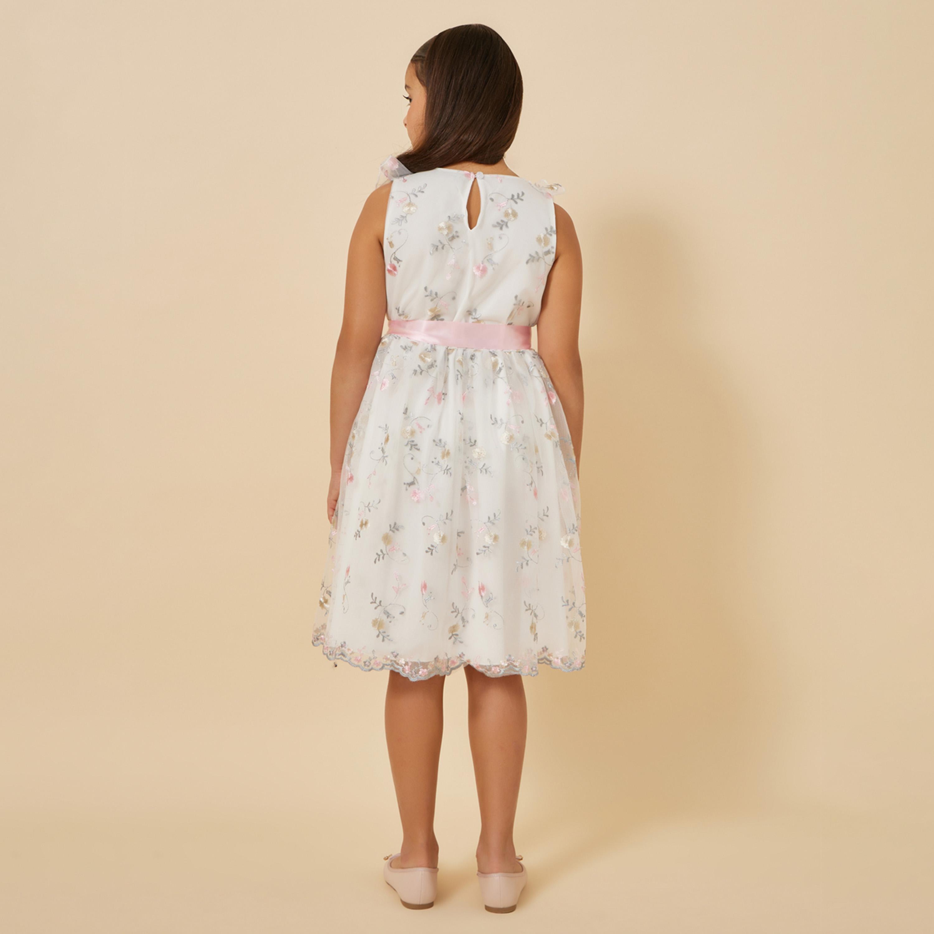 ستايلي - فستان شبكي مطرز للفتيات المراهقات-girls-clothing-dressesandjumpsuits-image-5