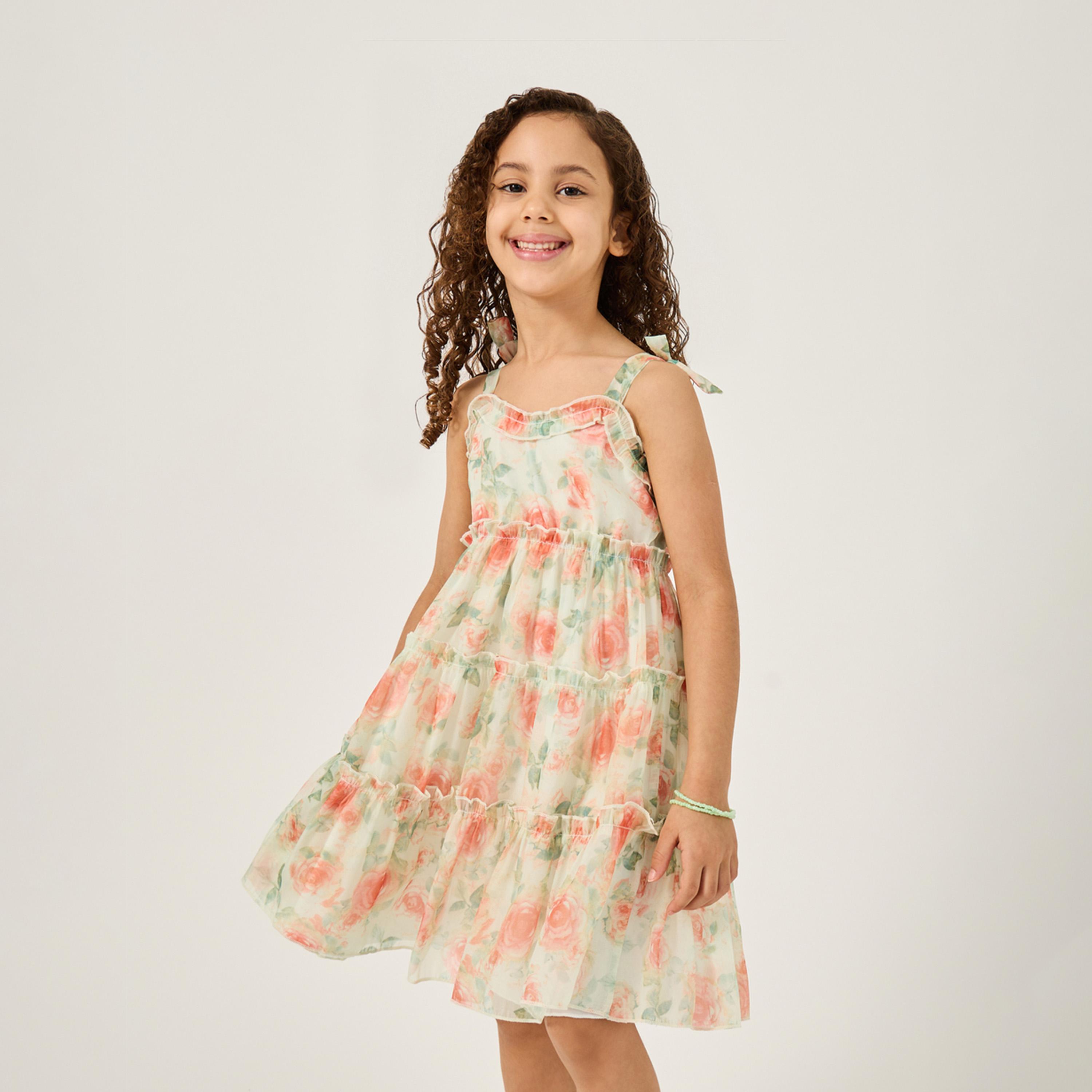 ستايلي - فستان أورجانزا مطبوع للفتيات الصغيرات-girls-clothing-dressesandjumpsuits-image-1