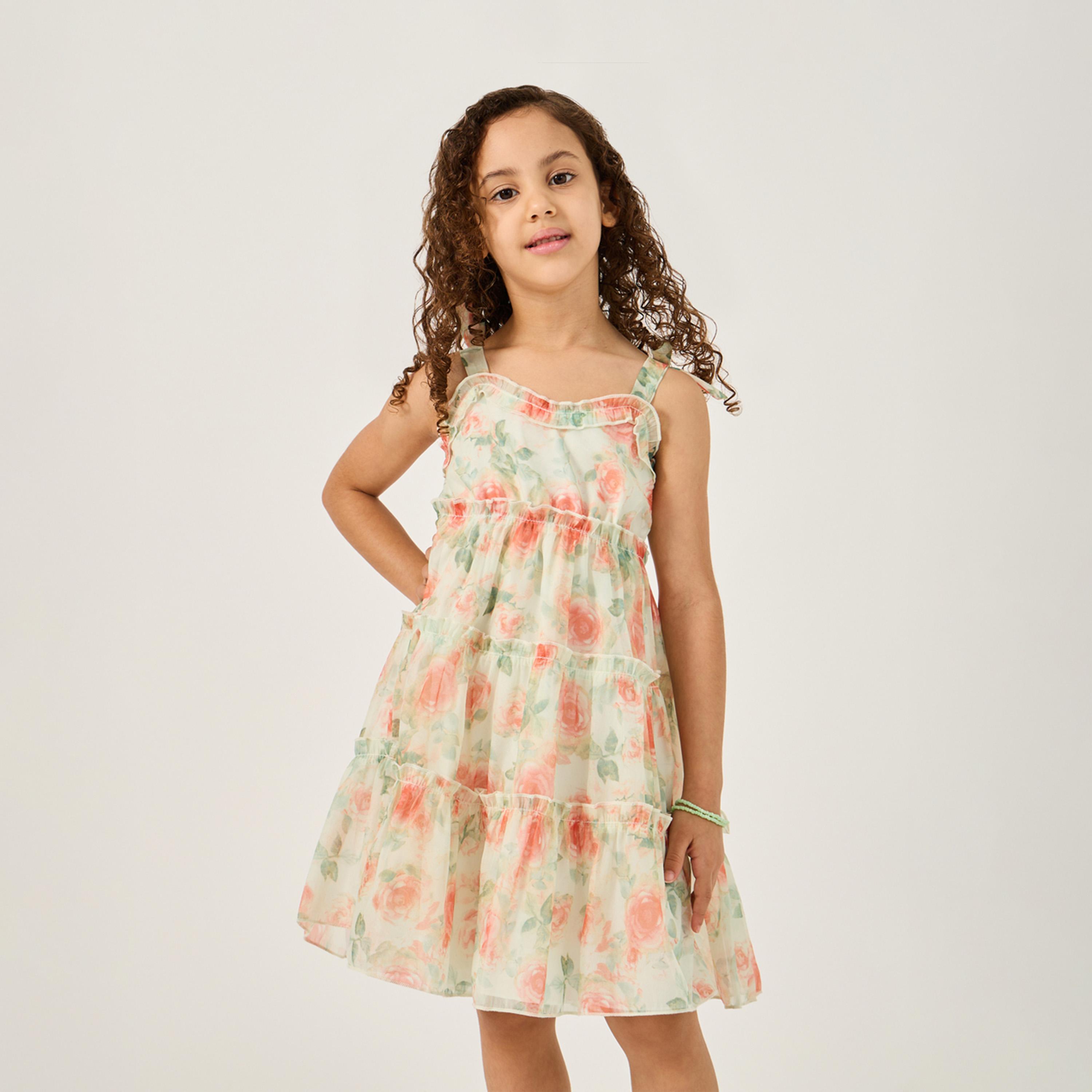 ستايلي - فستان أورجانزا مطبوع للفتيات الصغيرات-girls-clothing-dressesandjumpsuits-image-4
