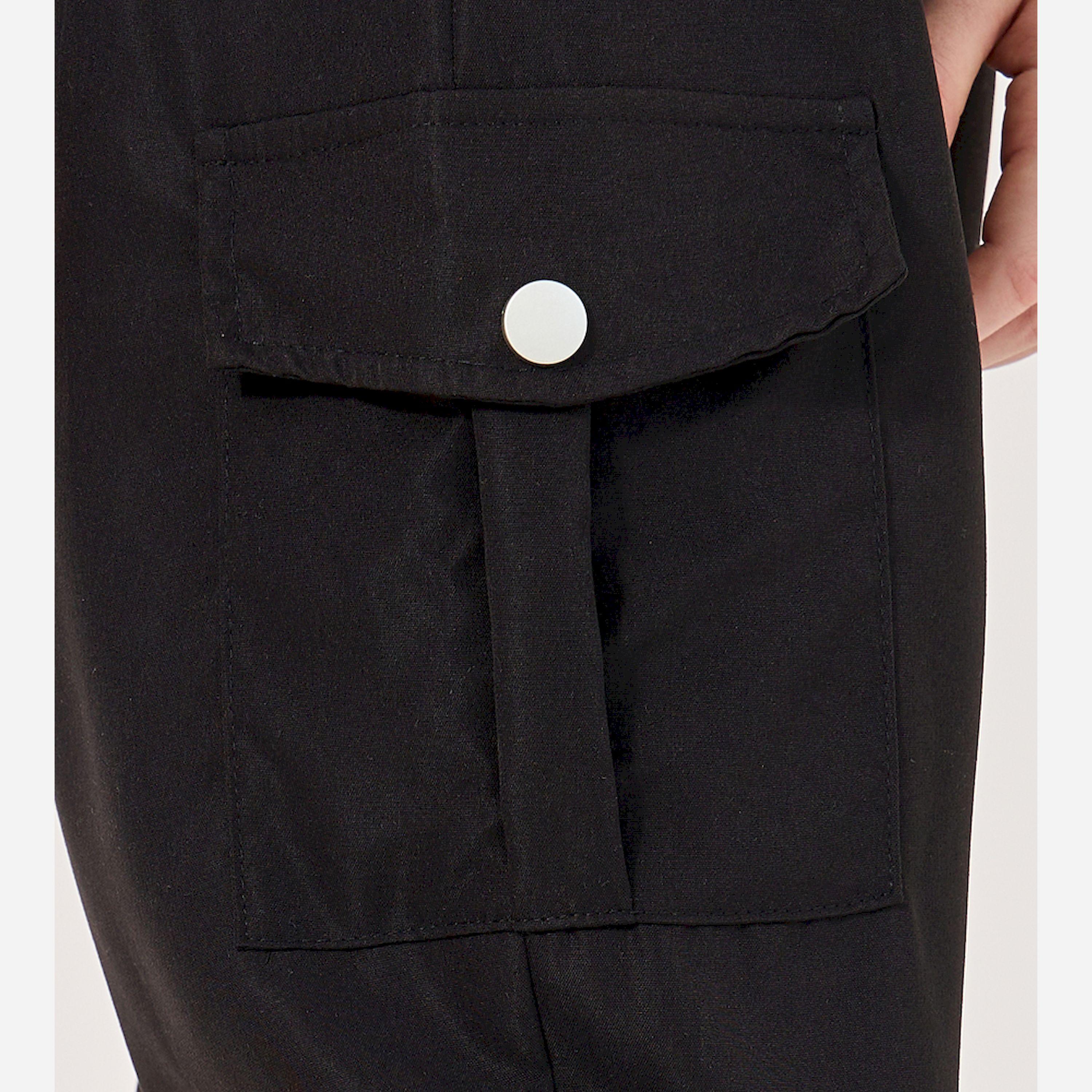 Styli Solid Cargo Pocket Pants With Chain Detail-girls-clothing-bottoms-trousers-image-3