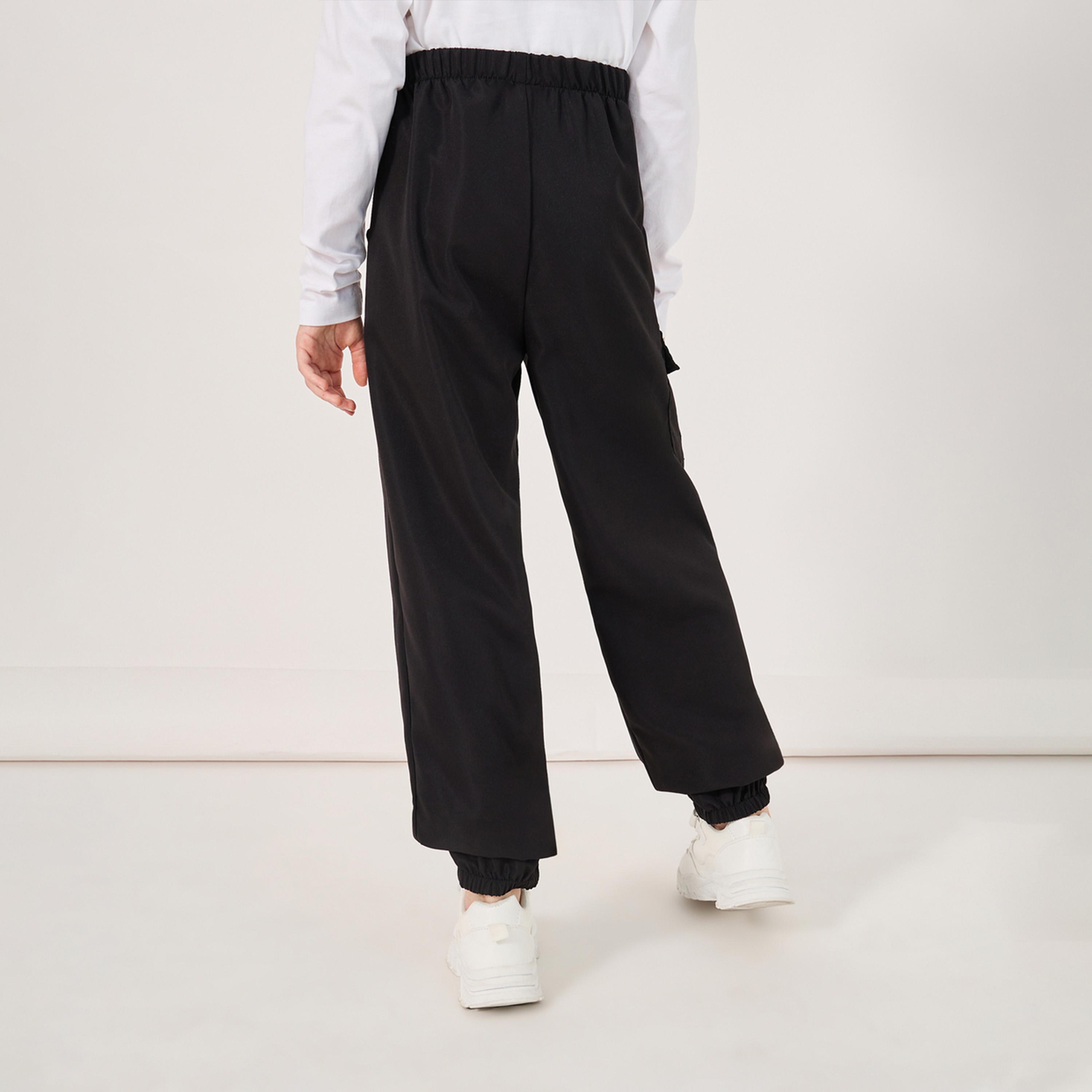 Styli Solid Cargo Pocket Pants With Chain Detail-girls-clothing-bottoms-trousers-image-4