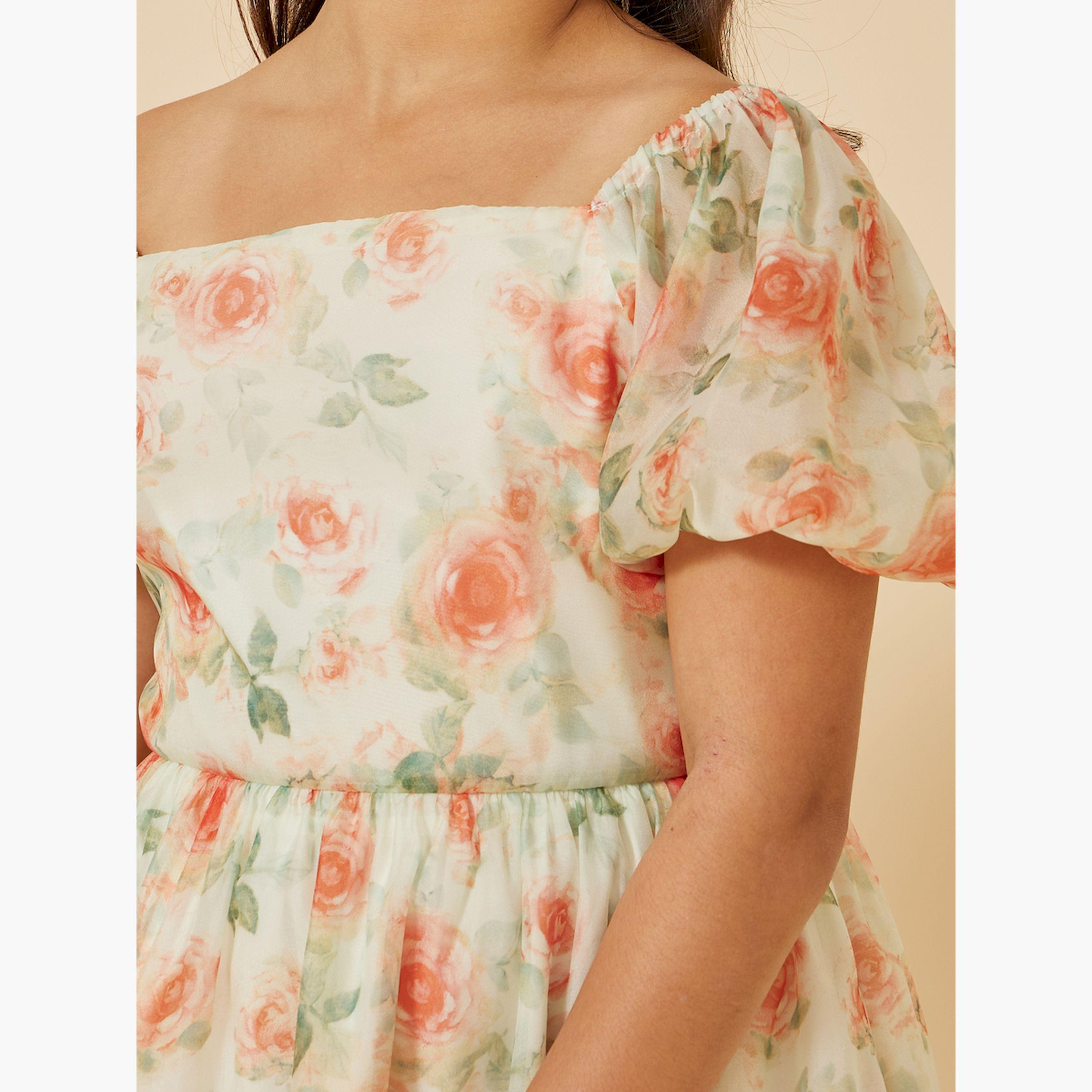 ستايلي -  فستان أورجانزا مطبوع للفتيات المراهقات-girls-clothing-dressesandjumpsuits-image-4
