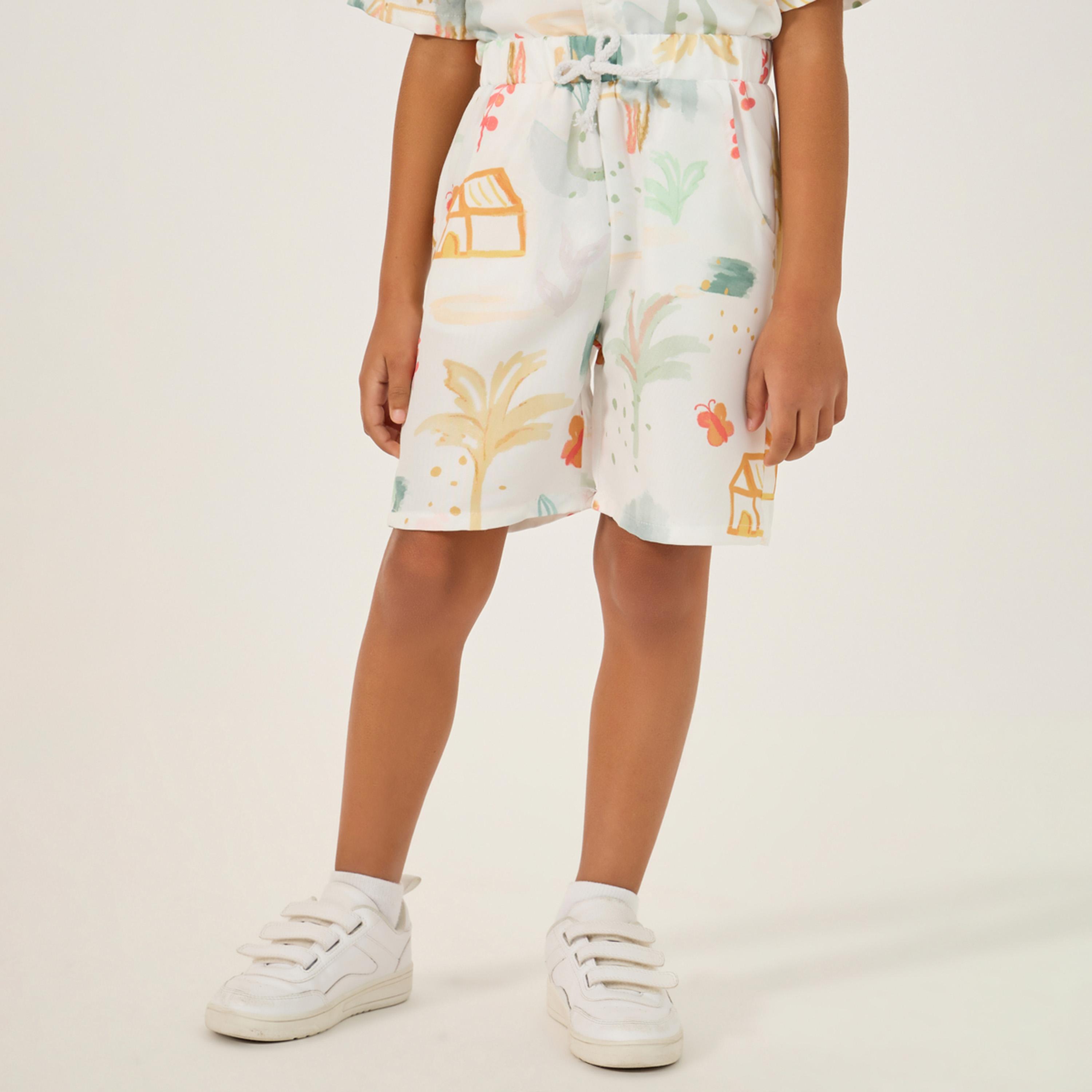 ستايلي - شورت للأولاد الصغار بطبعة حيوانات بالكامل-boys-clothing-bottoms-shorts-image-1