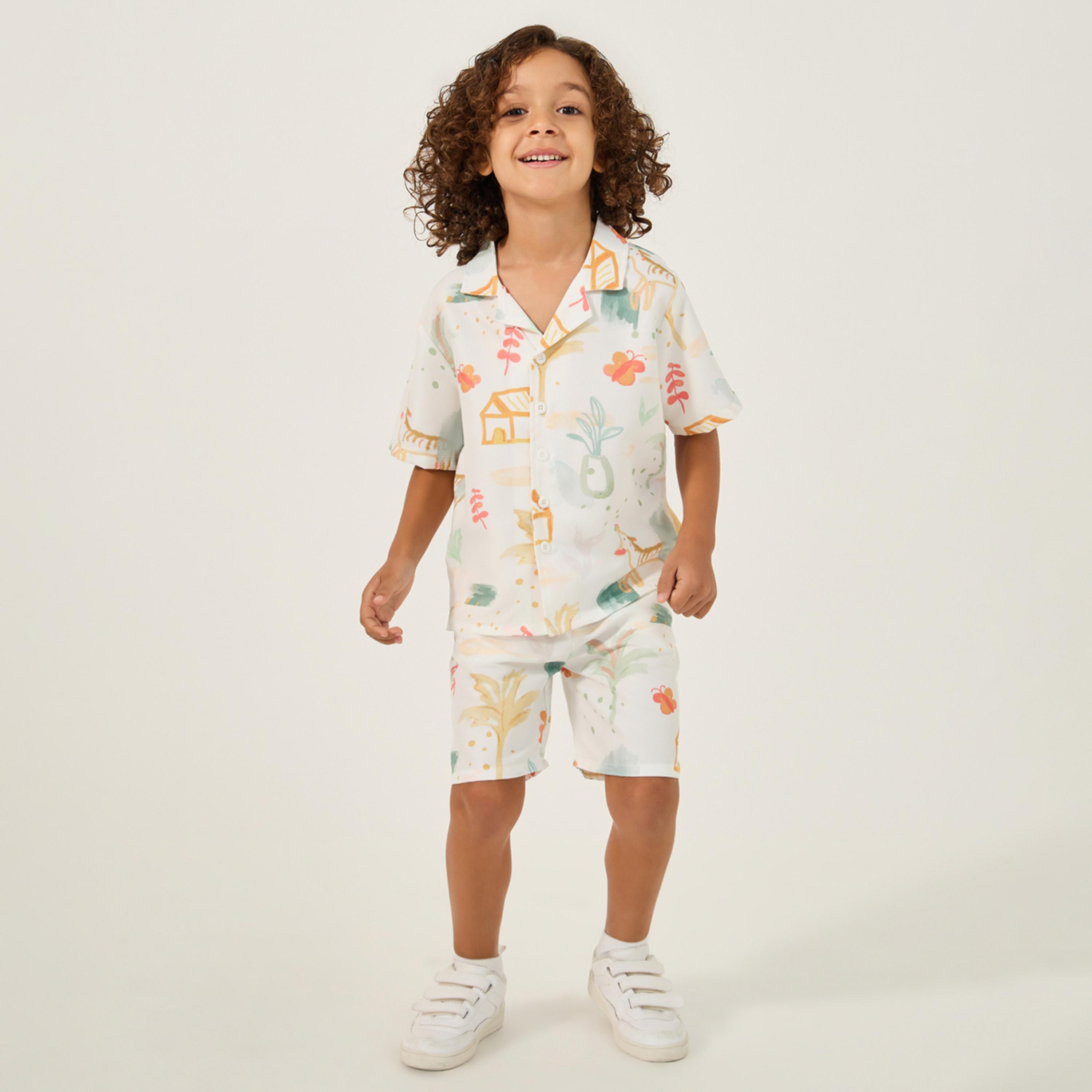 ستايلي - شورت للأولاد الصغار بطبعة حيوانات بالكامل-boys-clothing-bottoms-shorts-image-2