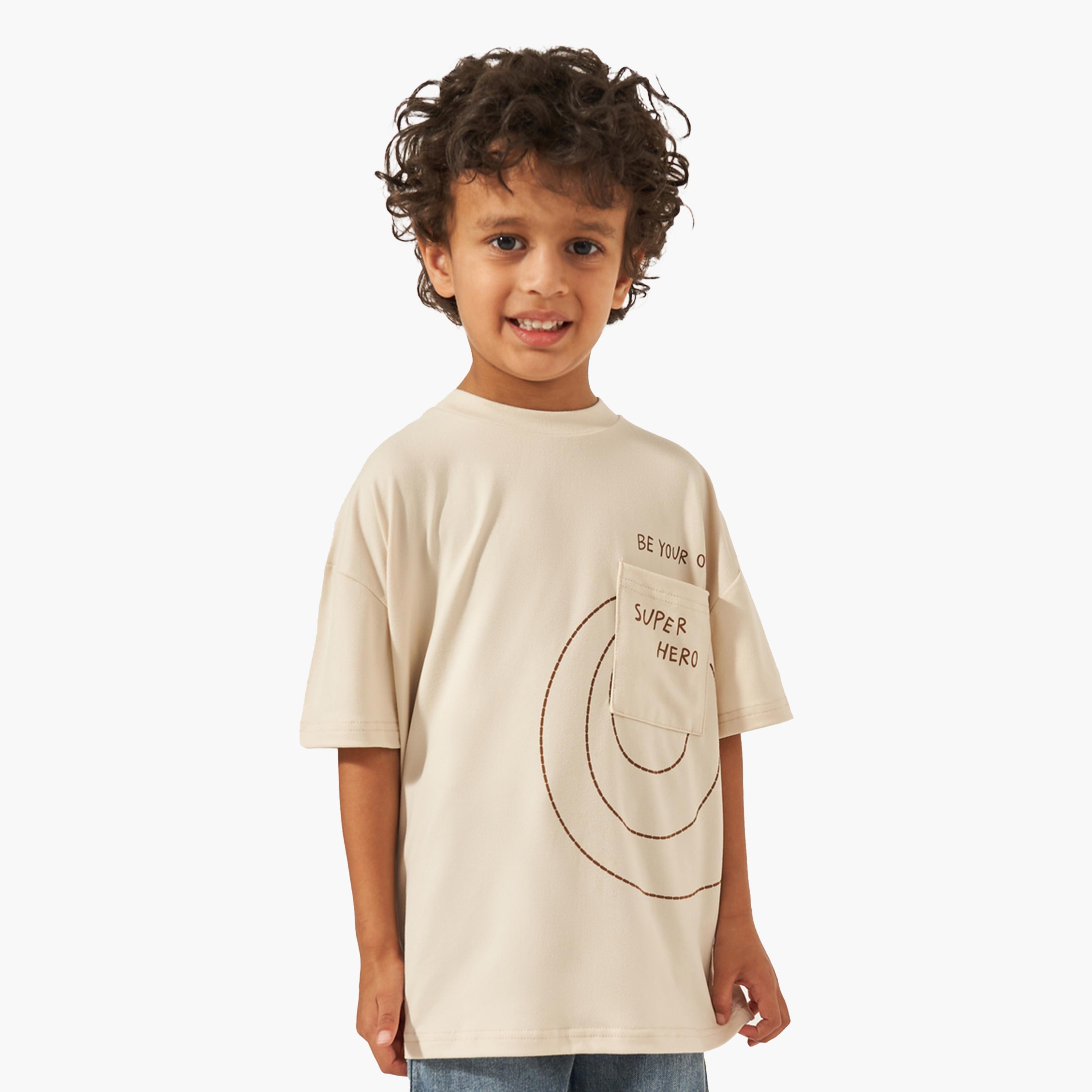 Styli Oversized Placement Printed T-Shirt with Pocket-boys-clothing-tshirtsandpolos-image-1