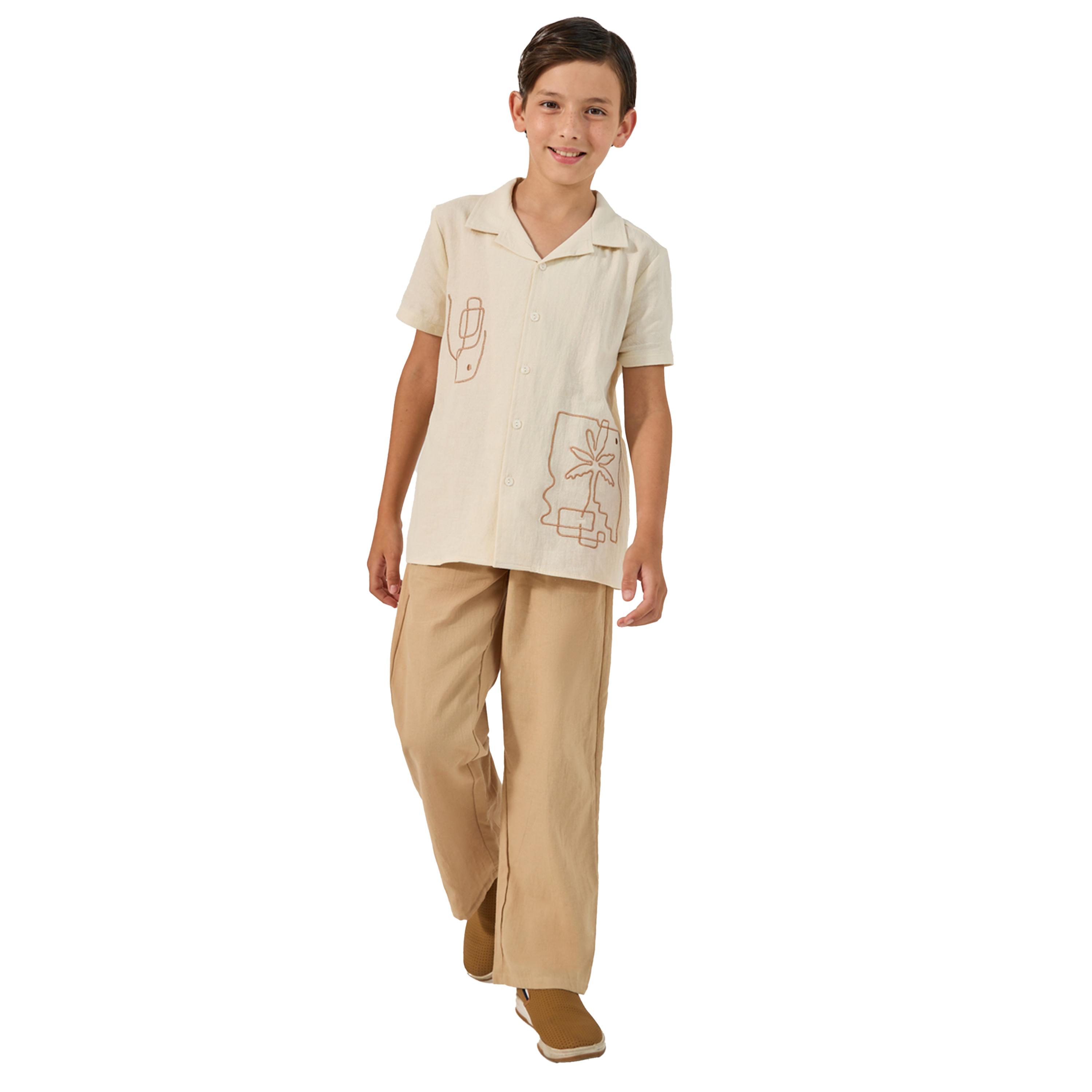 ستايلي - قميص قطني بأكمام قصيرة ومطرز-boys-clothing-shirts-image-2