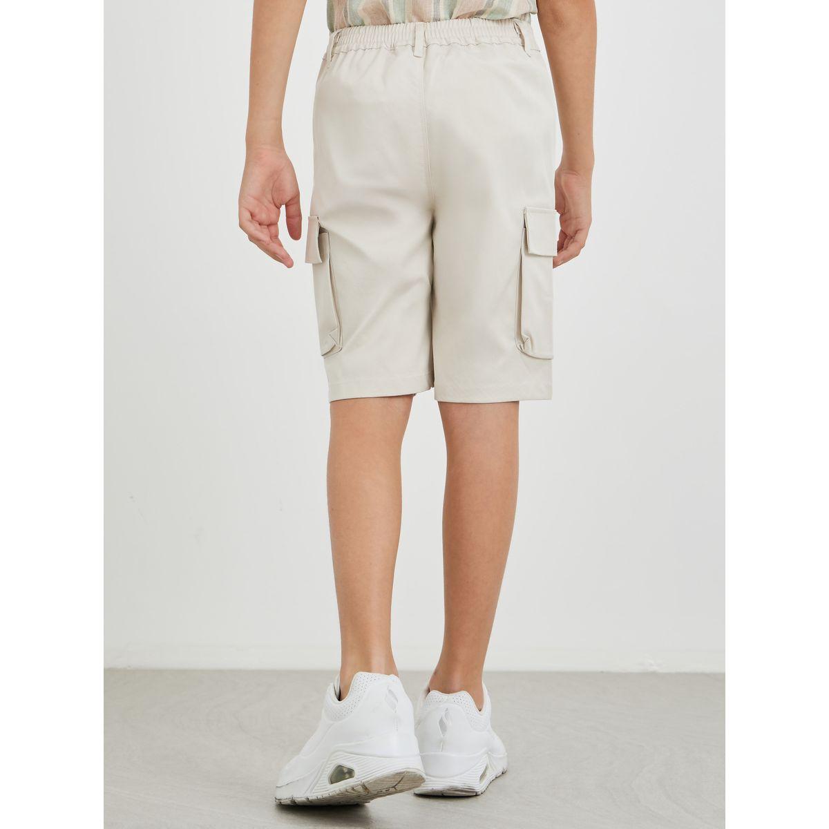 Styli Boys Solid Flat Front Shorts with Cargo Pockets-boys-clothing-bottoms-shorts-image-4