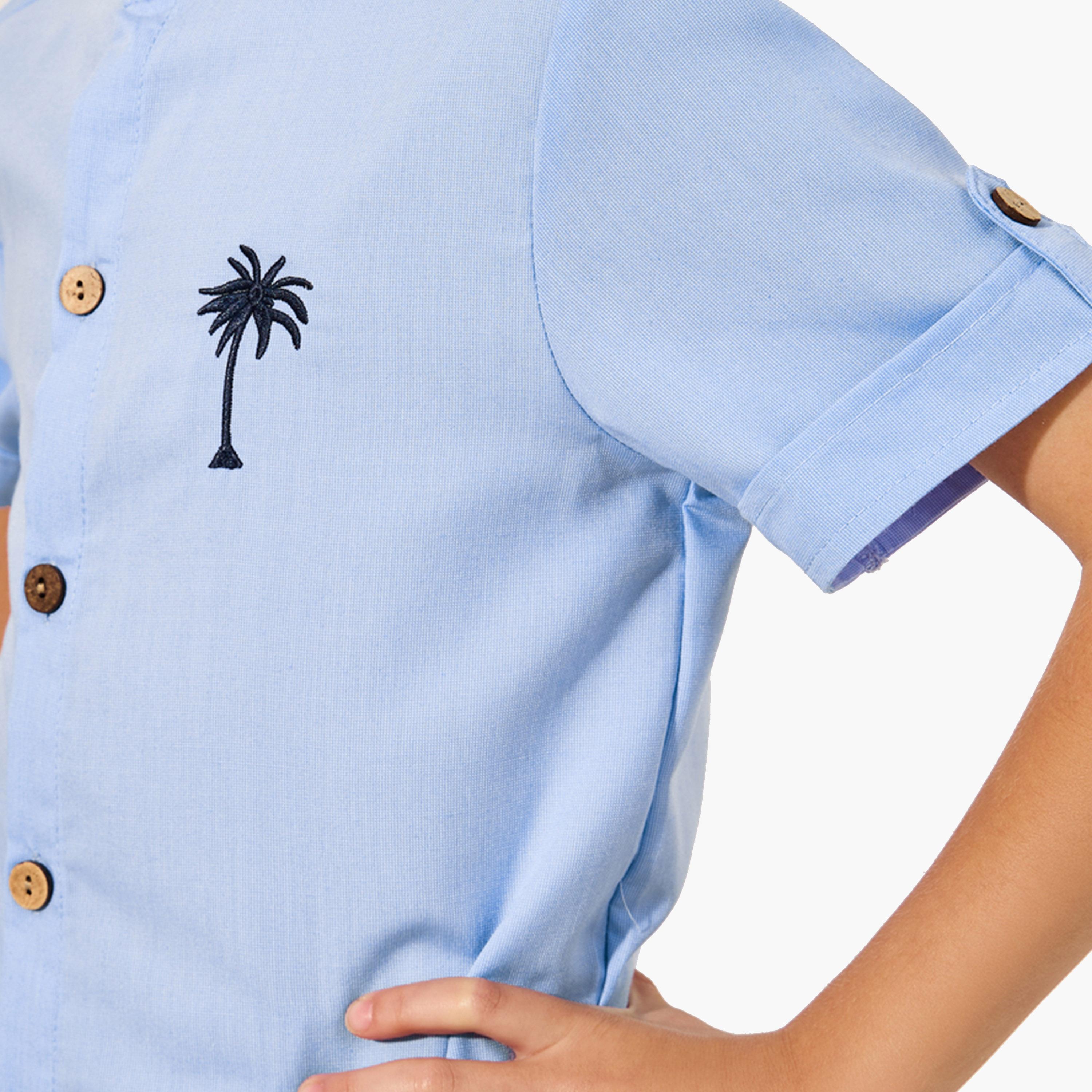 ستايلي-  قميص ماندرين ياقة مطرزة-boys-clothing-shirts-image-4