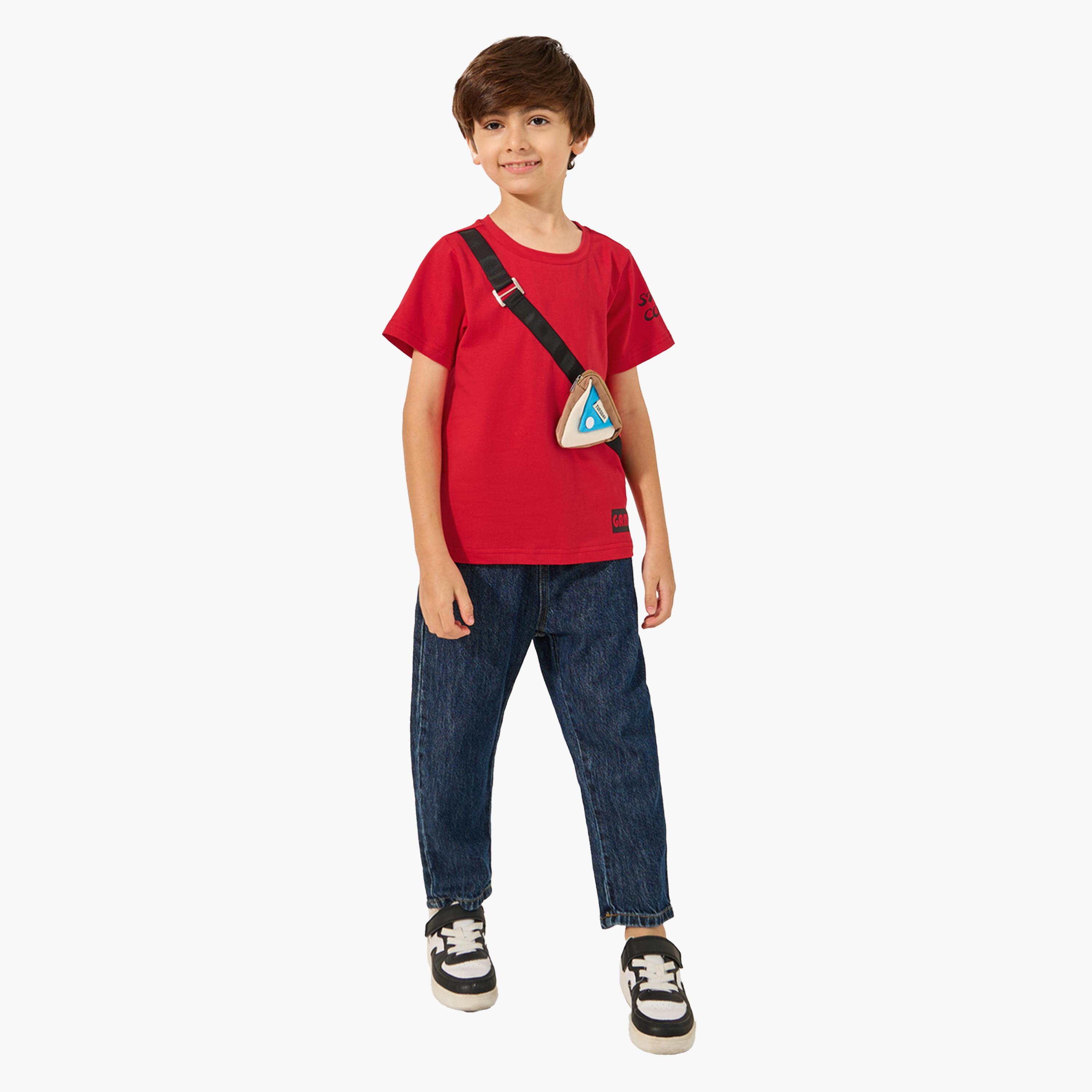 Styli Printed Short Sleeve T-Shirt with Bump Bag-boys-clothing-tshirtsandpolos-image-2