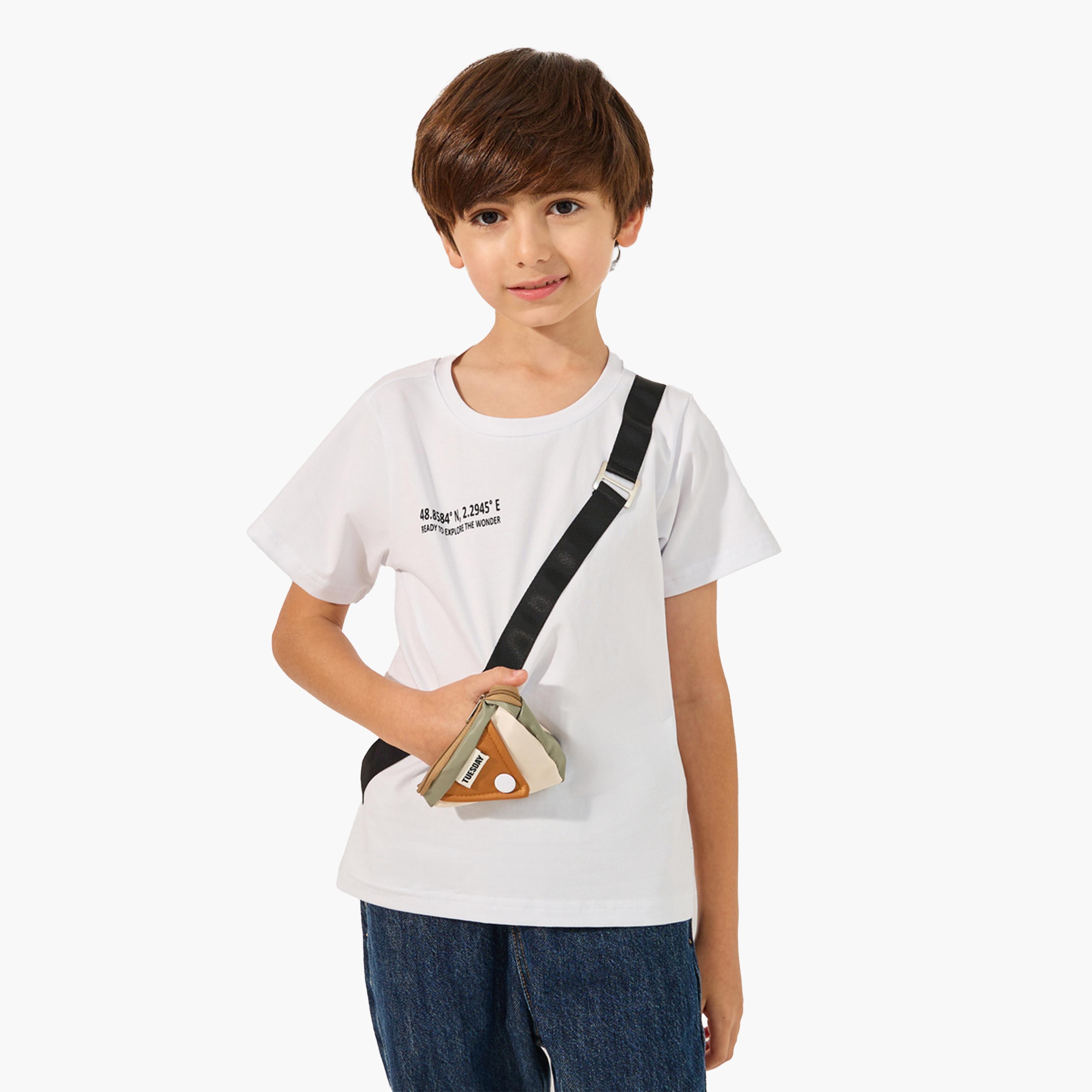 Styli Printed Short Sleeve T-Shirt with Bump Bag-boys-clothing-tshirtsandpolos-image-1