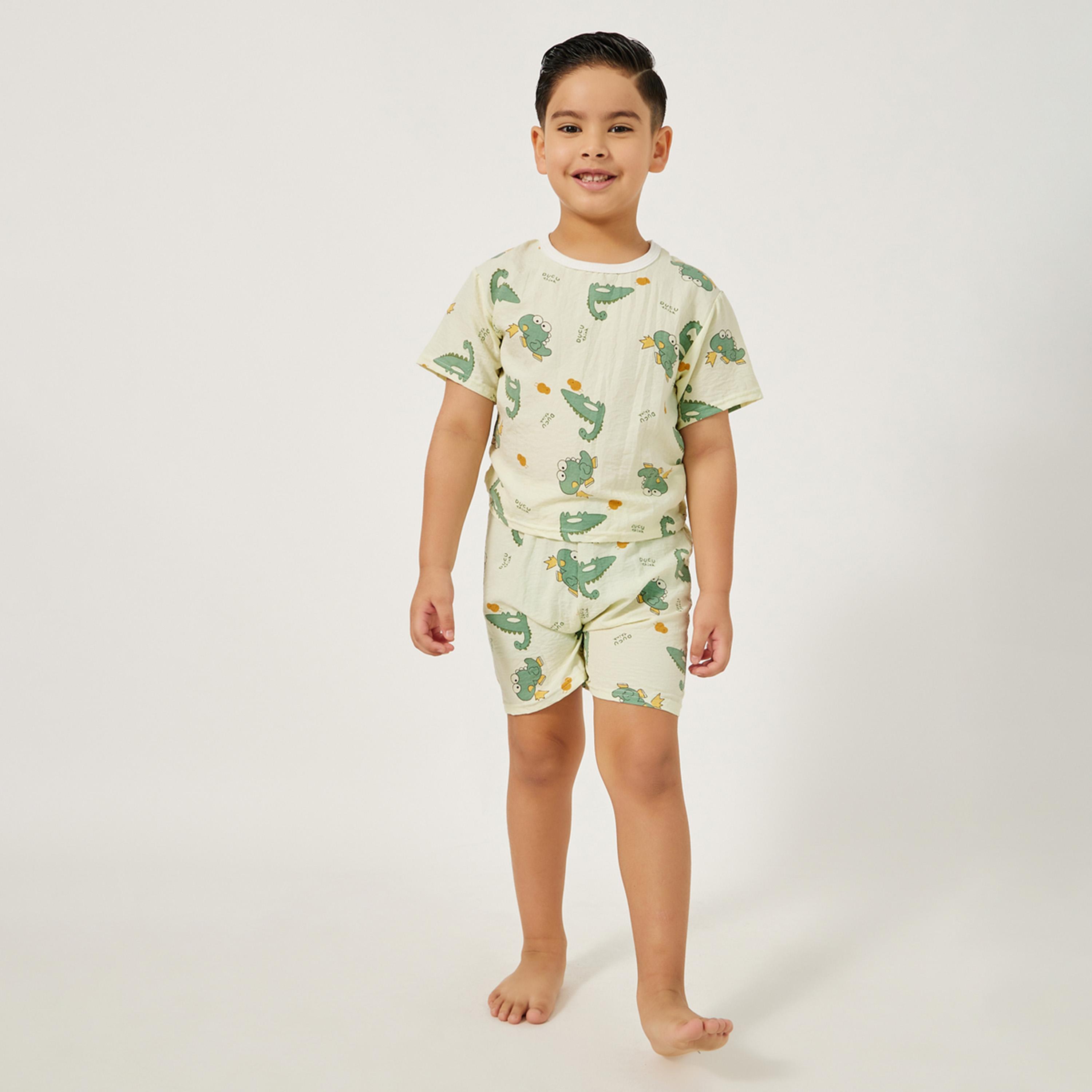 ستايلي - تي شيرت للأطفال الصغار مع شورت وملابس نوم-boys-clothing-nightwear-image-1