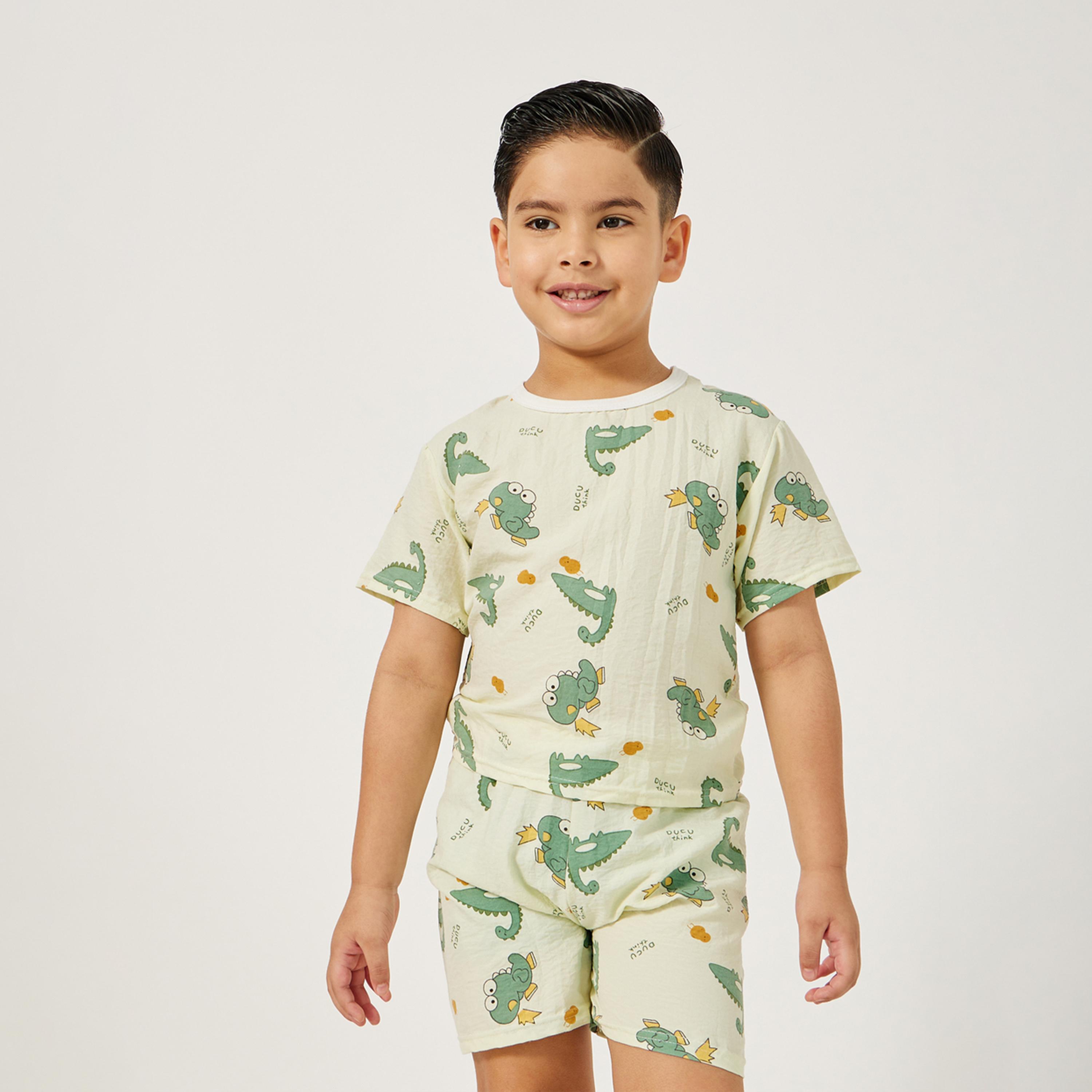 ستايلي - تي شيرت للأطفال الصغار مع شورت وملابس نوم-boys-clothing-nightwear-image-2