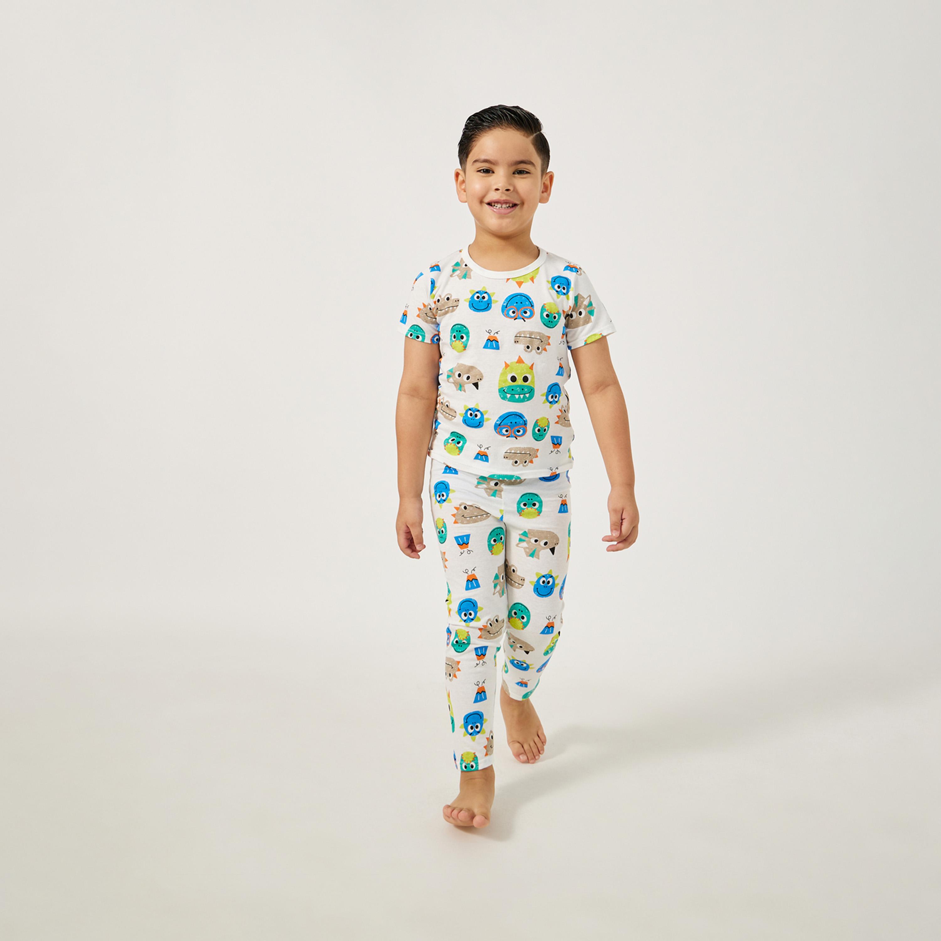 ستايلي - طقم بيجامة بطبعة كاملة للأولاد الصغار-boys-clothing-nightwear-image-1