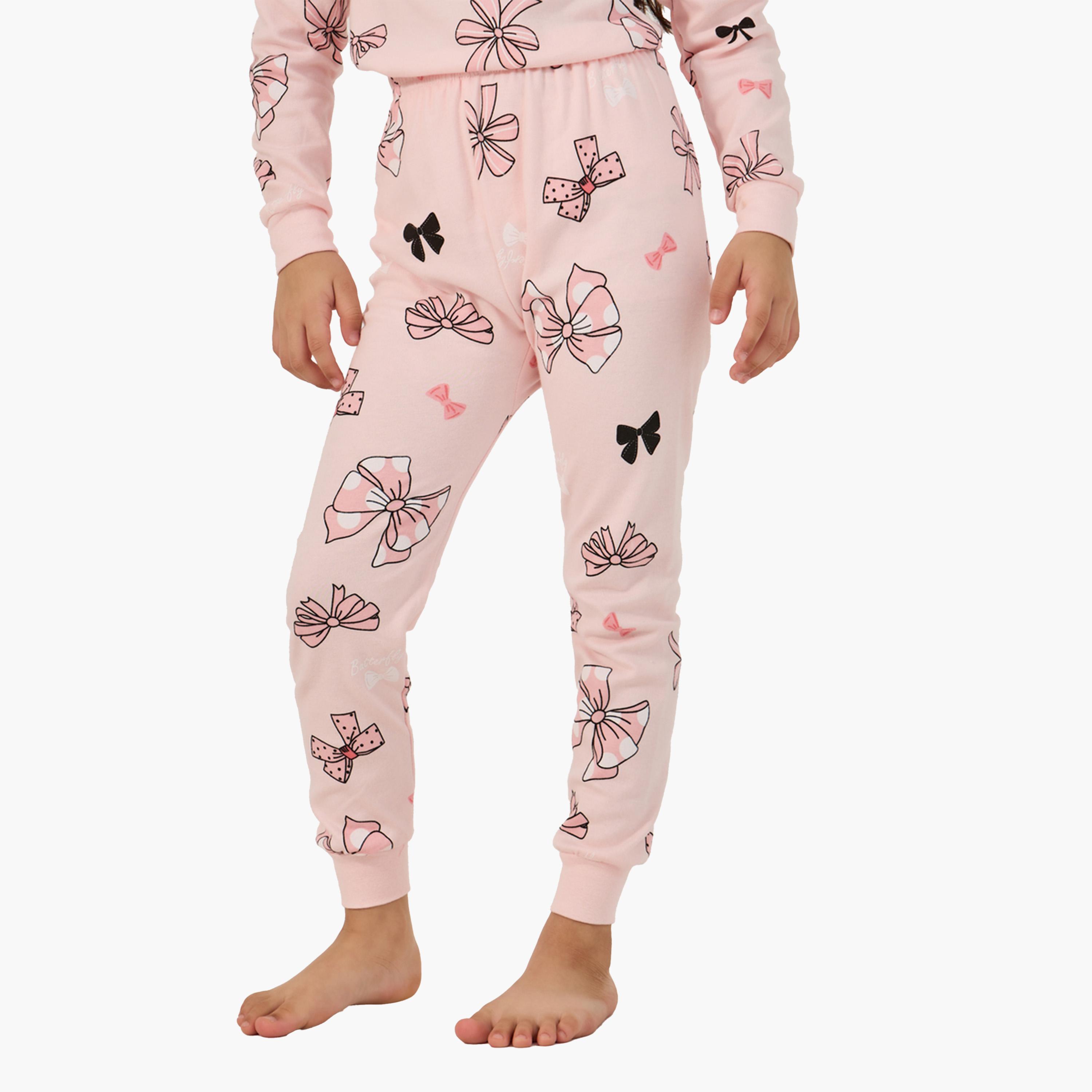 Styli All-Over Print Round Neck T-Shirt and Pyjama Set-girls-clothing-nightwear-image-5