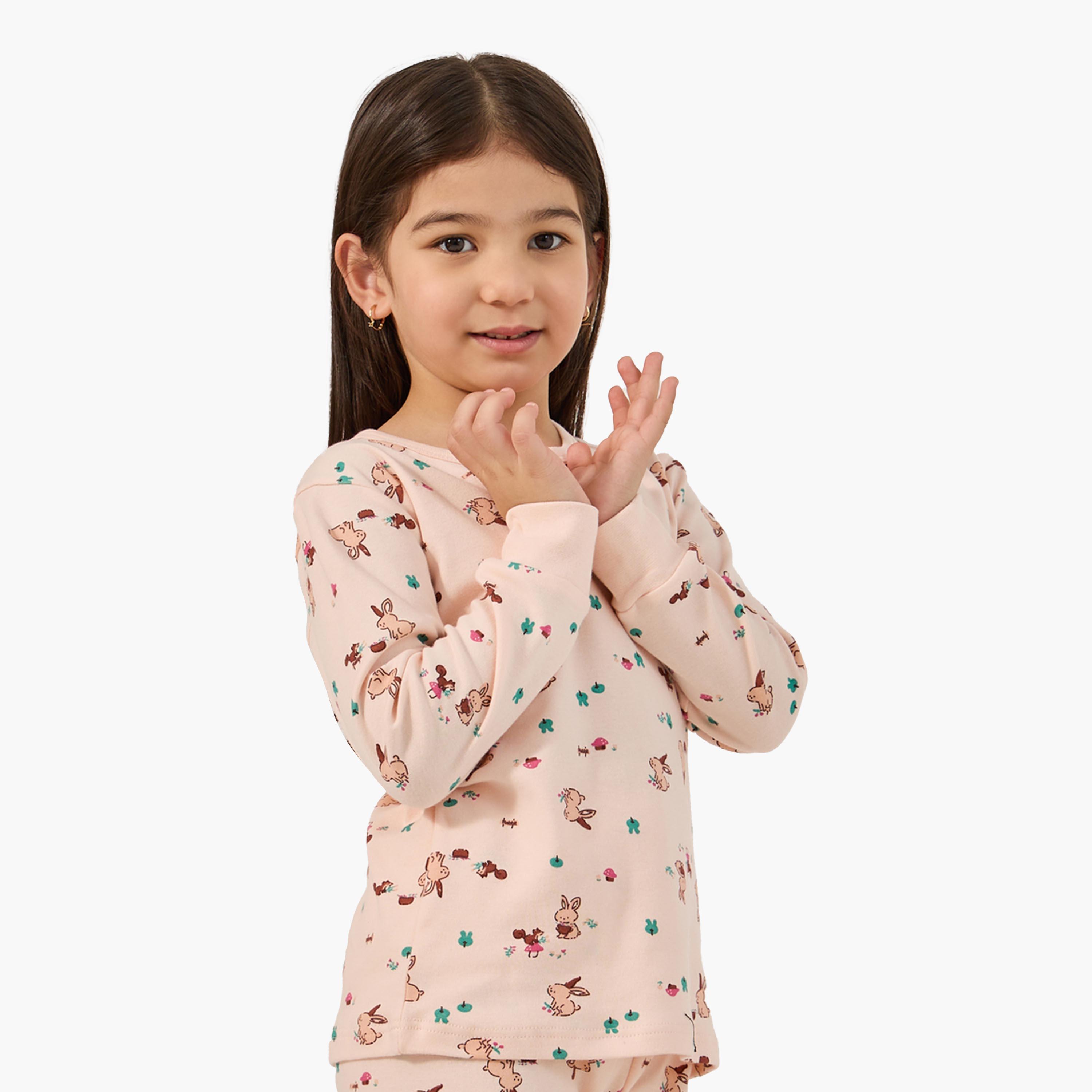 ستايلي-  بيجاما تي شيرت رقبة دائرية وطبعة كاملة-girls-clothing-nightwear-image-3