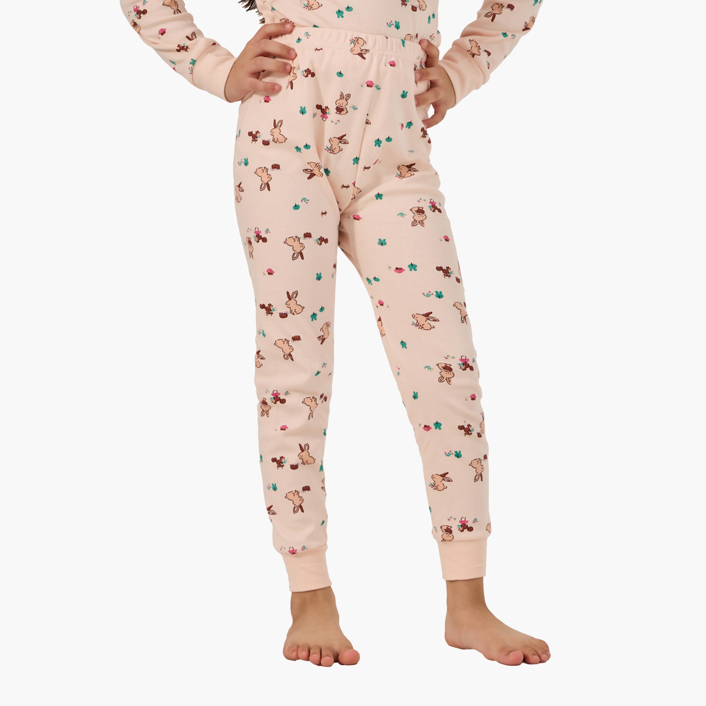 Styli All-Over Print Round Neck T-Shirt and Pyjama Set-girls-clothing-nightwear-image-5
