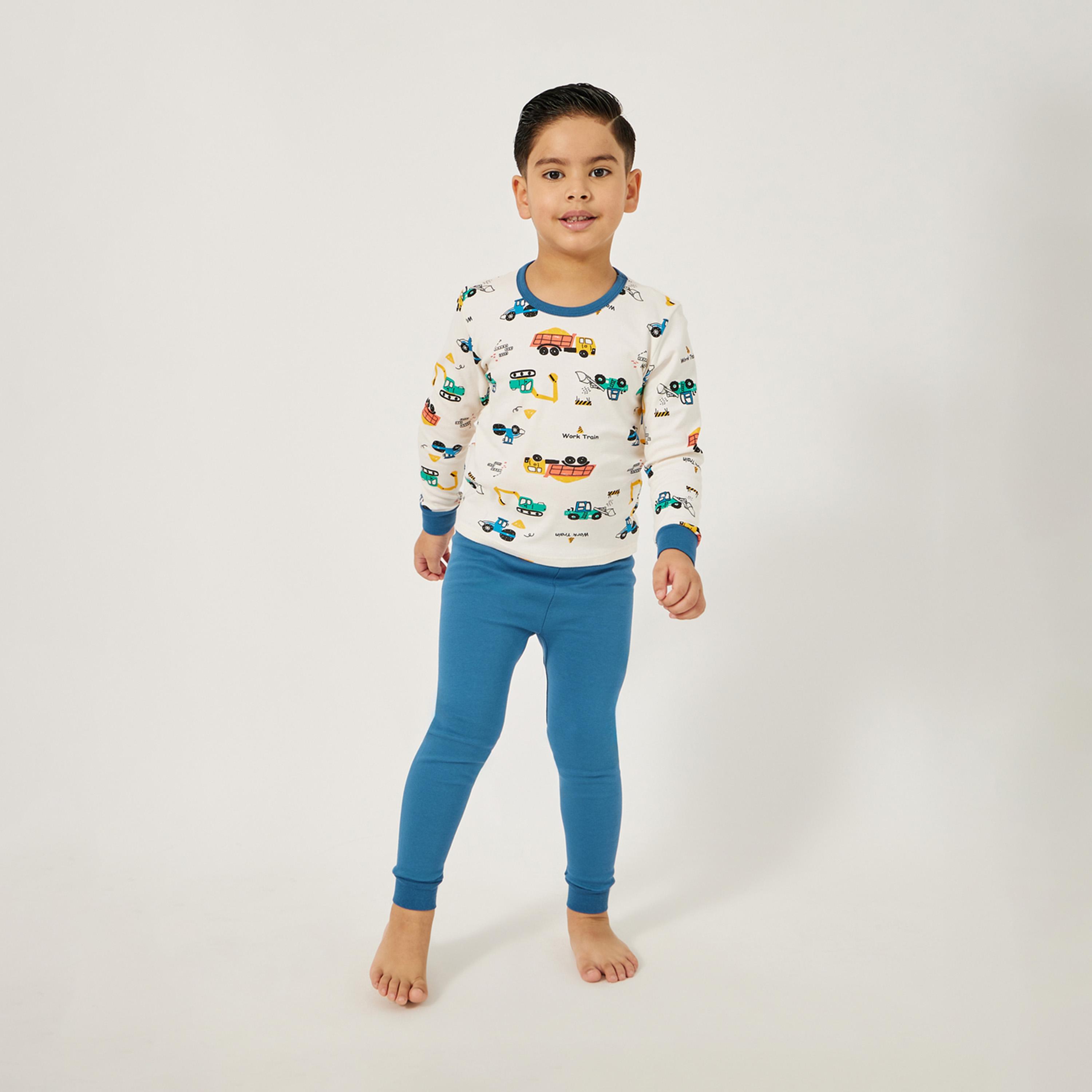 ستايلي - طقم بيجامة بطبعة سيارات للأولاد الصغار-boys-clothing-nightwear-image-1