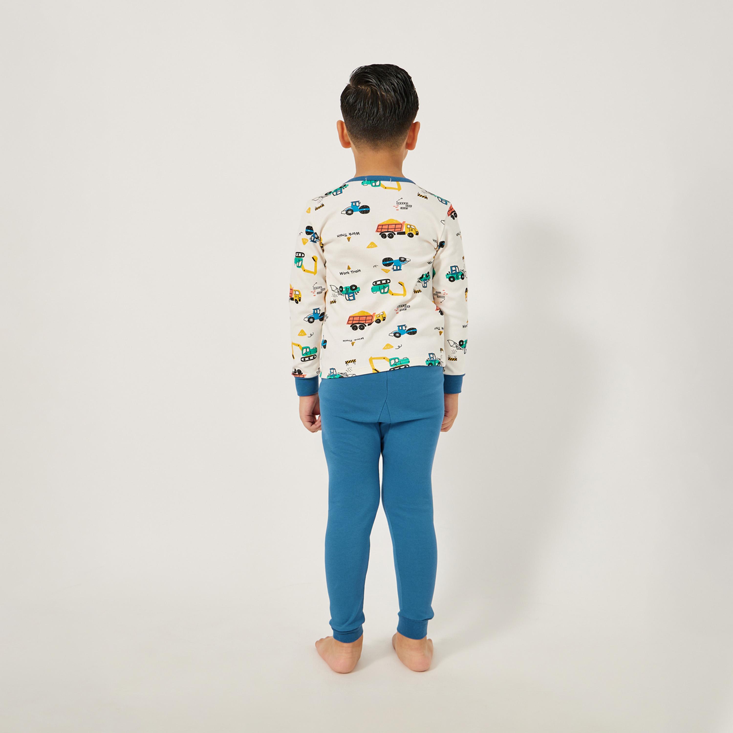 ستايلي - طقم بيجامة بطبعة سيارات للأولاد الصغار-boys-clothing-nightwear-image-4