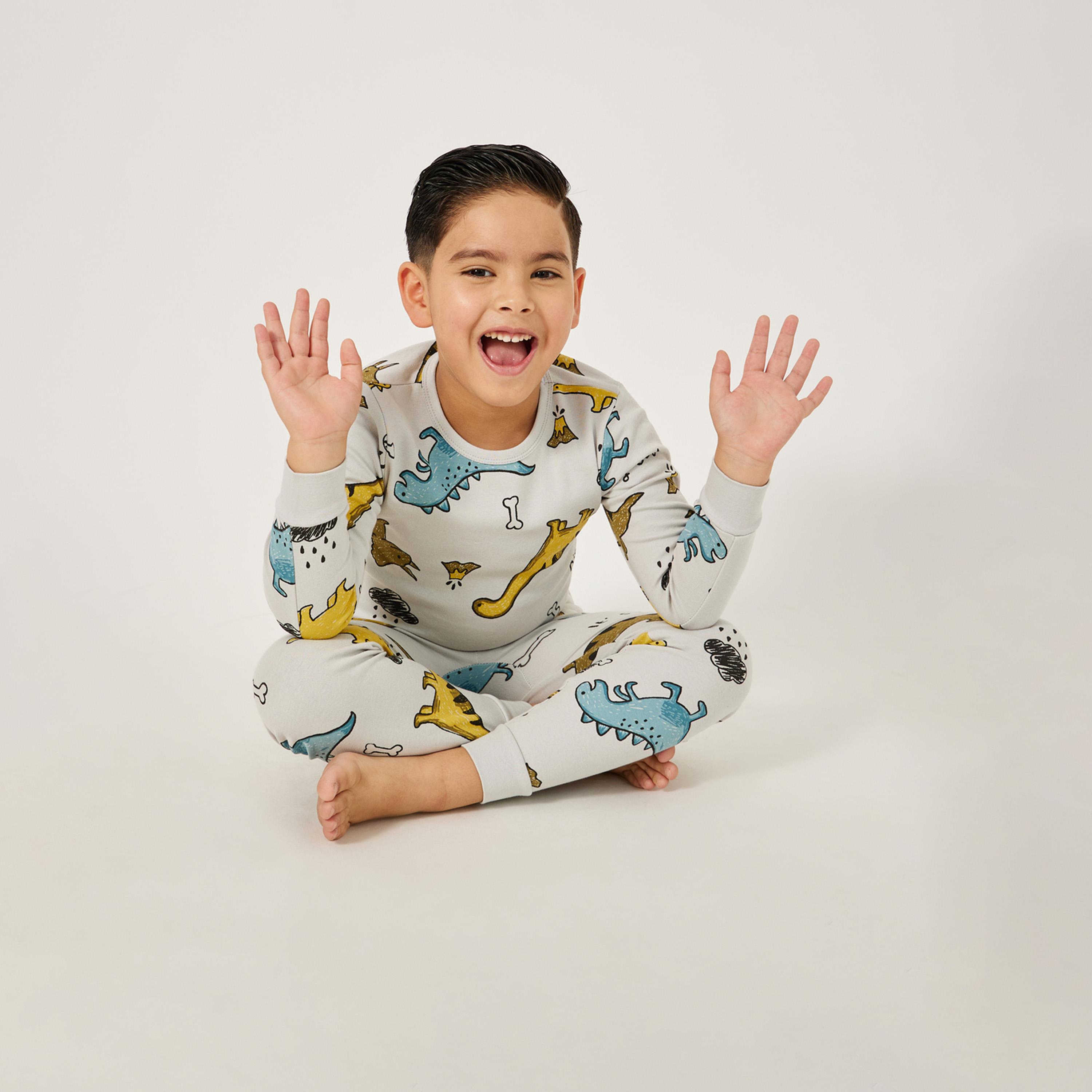 Styli Toddler Boys Dino AOP PJ Set-boys-clothing-nightwear-image-1