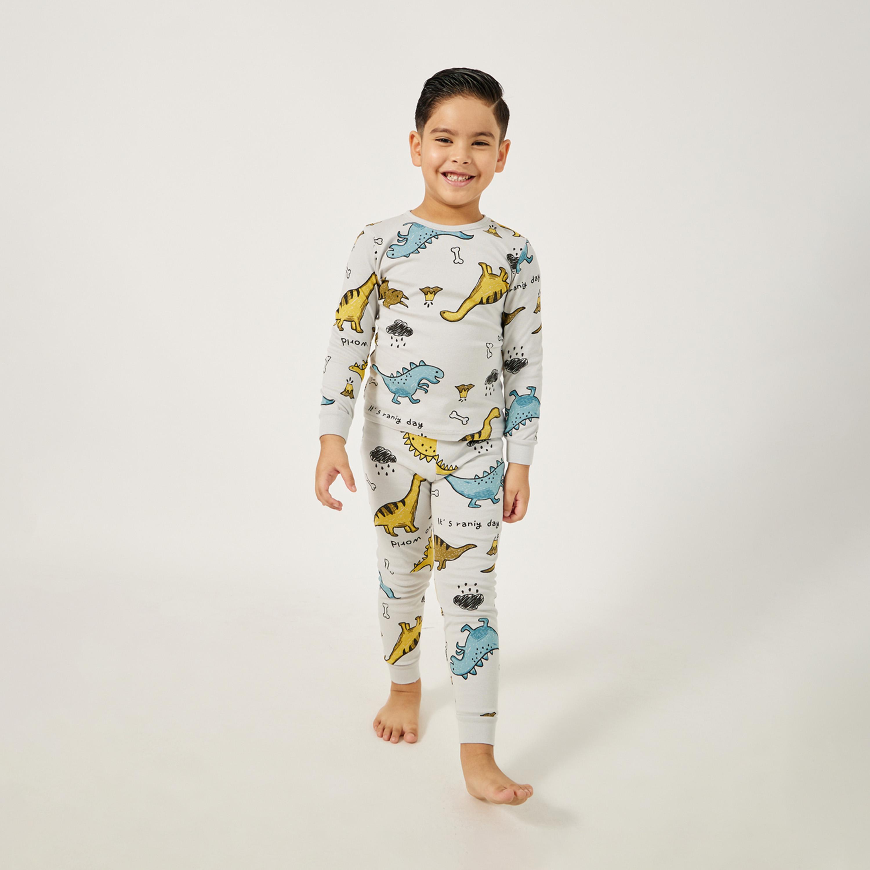 ستايلي - طقم بيجامة بطبعة ديناصور للأولاد الصغار-boys-clothing-nightwear-image-2