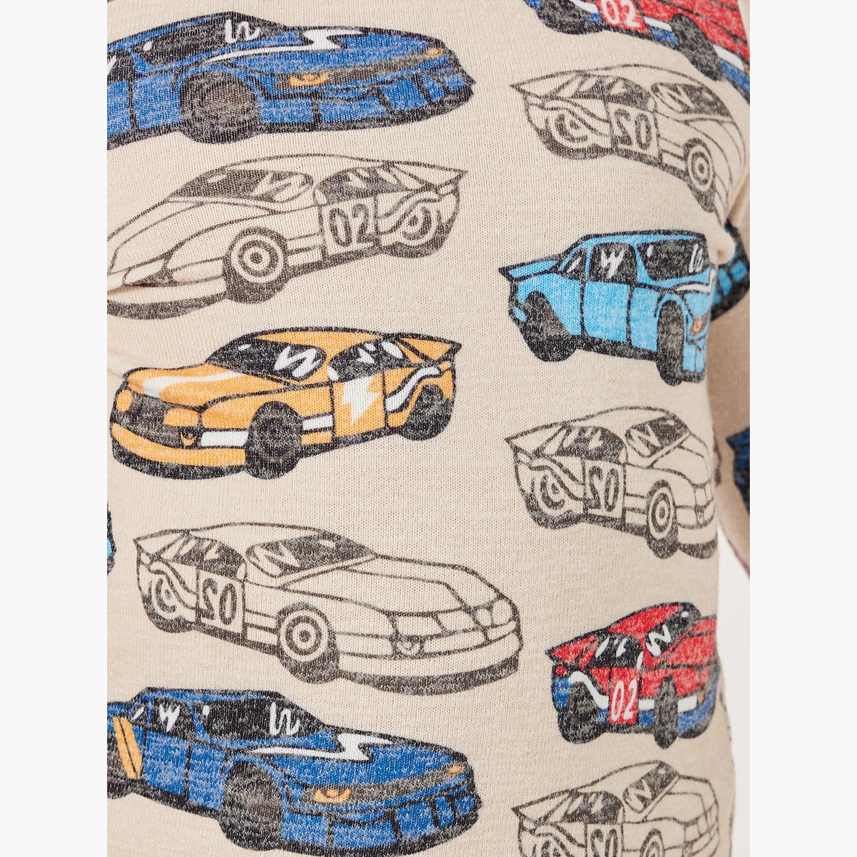 ستايلي - طقم بيجامة مطبوعة بسيارات للأولاد الصغار-boys-clothing-nightwear-image-3
