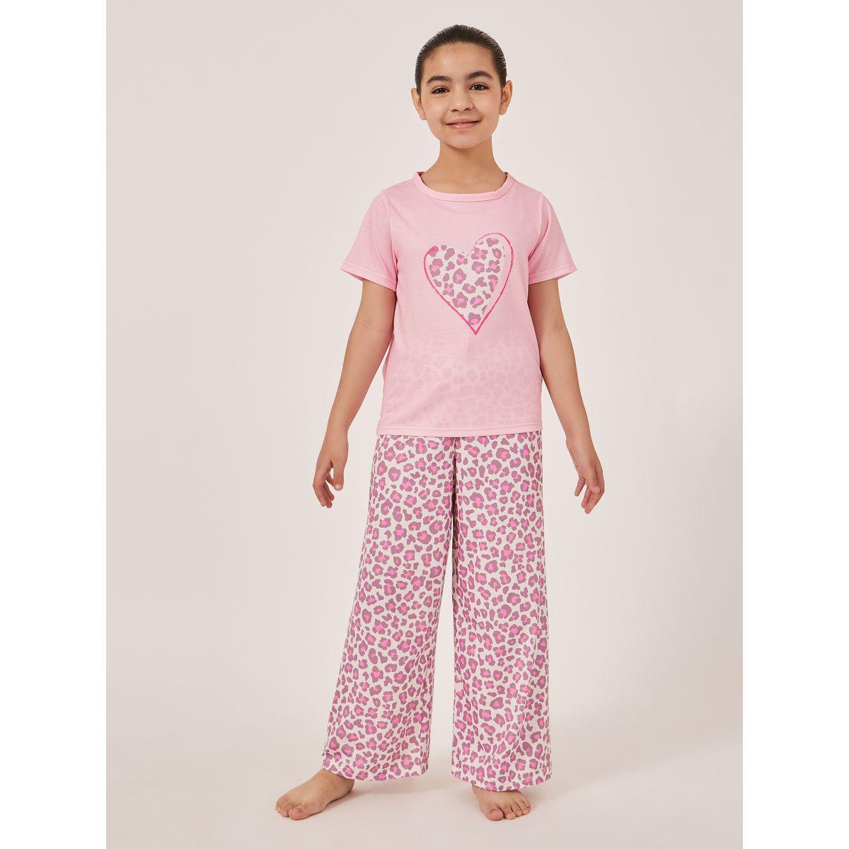 طقم بيجاما من بنطال وتيشيرت بأكمام قصيرة-girls-clothing-nightwear-image-1