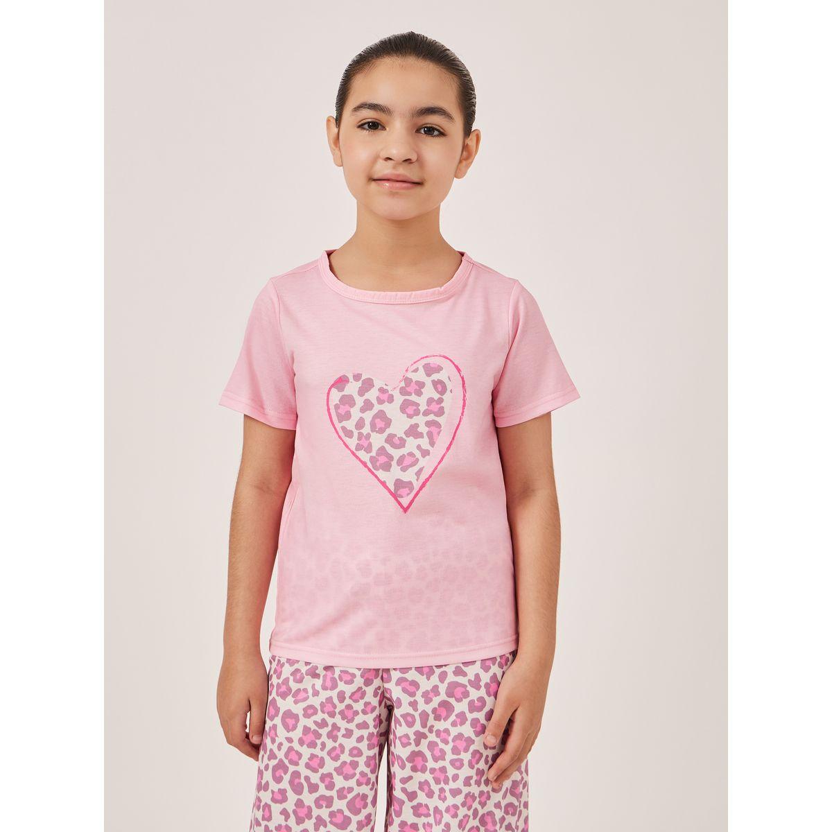 Styli Animal Printed Short Sleeve T-Shirt and Pyjama Set-girls-clothing-nightwear-image-2