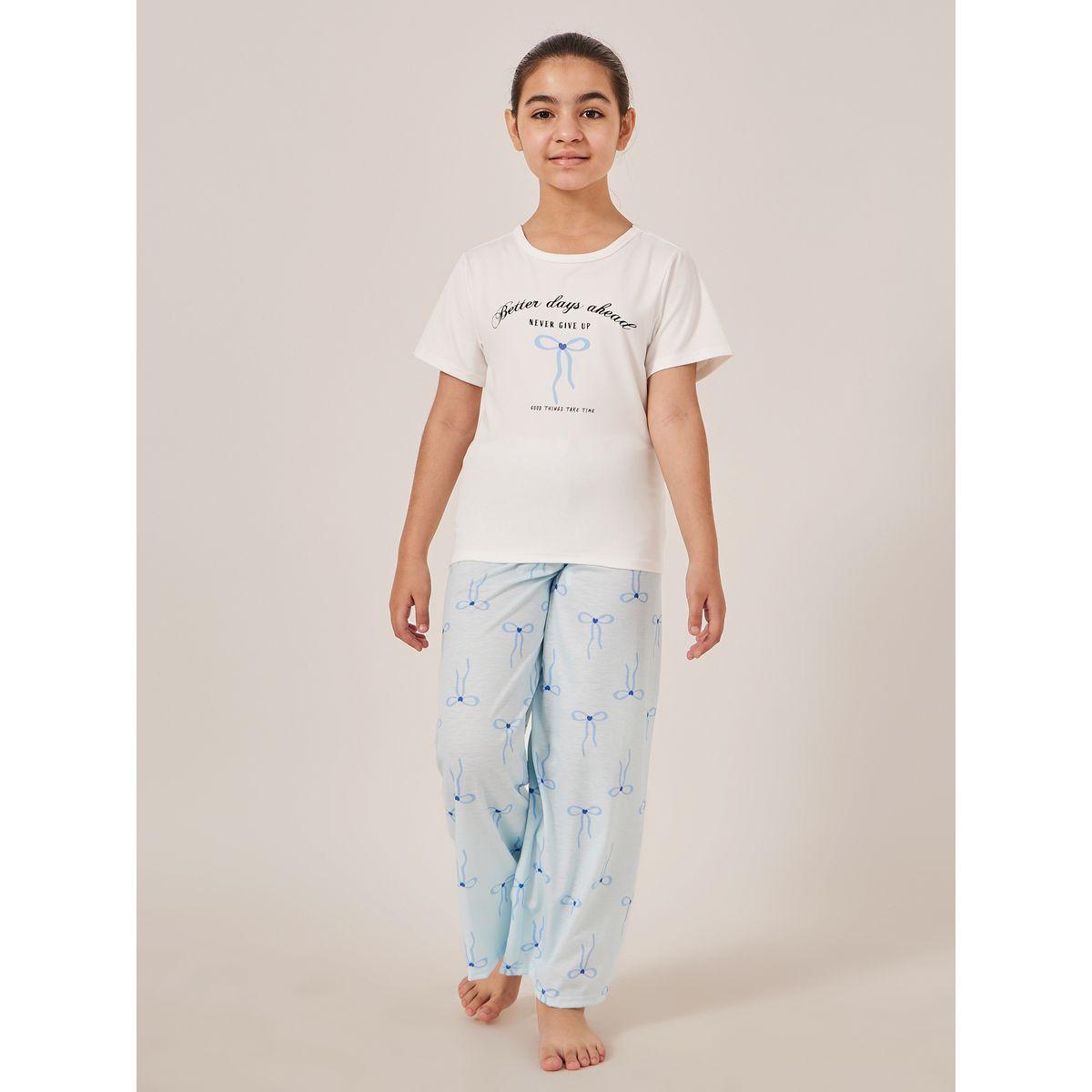 طقم بيجاما من بنطال وتيشيرت بأكمام قصيرة-girls-clothing-nightwear-image-2