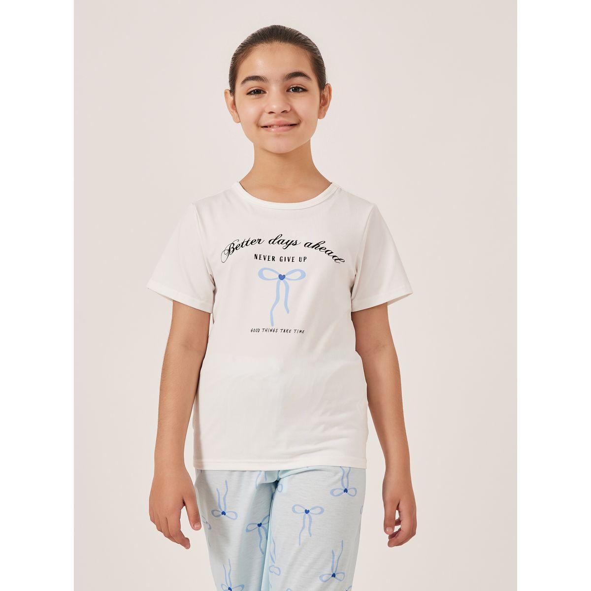 طقم بيجاما من بنطال وتيشيرت بأكمام قصيرة-girls-clothing-nightwear-image-3