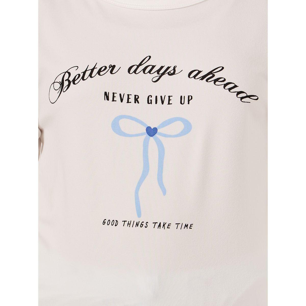 Styli Bow Print Short Sleeve T-Shirt and Pyjama Set-girls-clothing-nightwear-image-4