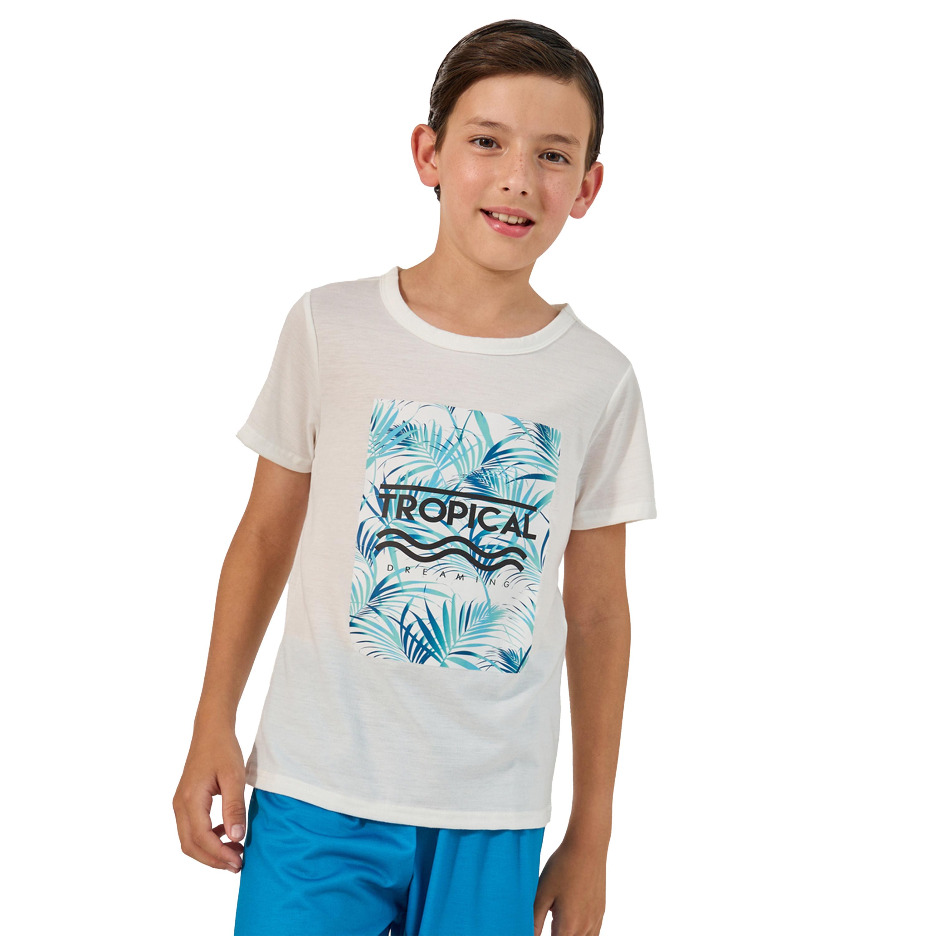 Styli Graphic Print T-Shirt and Plain Shorts Set-boys-clothing-nightwear-image-2