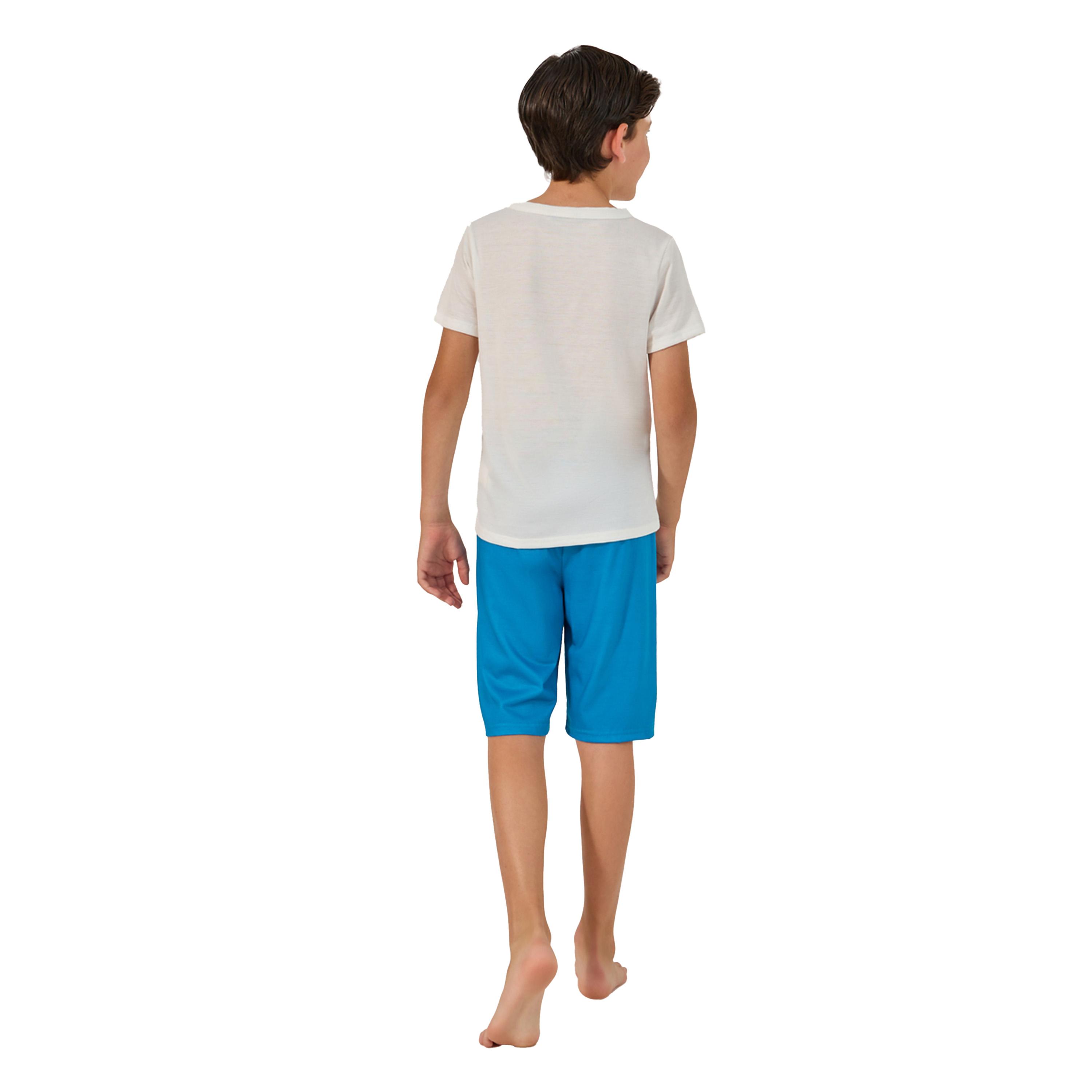 Styli Graphic Print T-Shirt and Plain Shorts Set-boys-clothing-nightwear-image-5