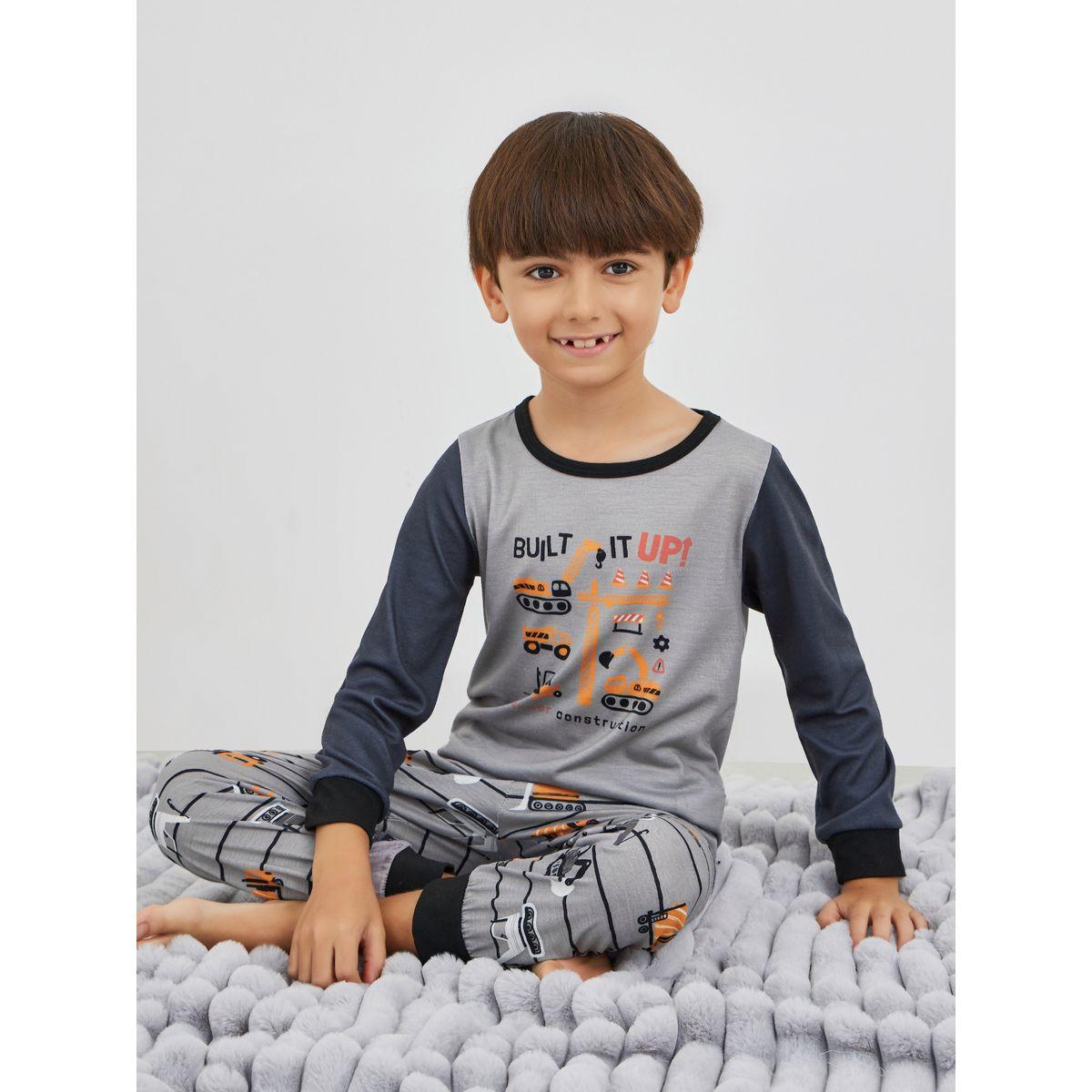 Styli Graphic Print Round Neck T-Shirt and Pyjama Set-boys-clothing-nightwear-image-1