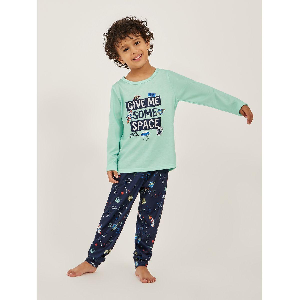 Styli Printed Long Sleeve T-Shirt and Jogger Pyjama Set-boys-clothing-nightwear-image-1
