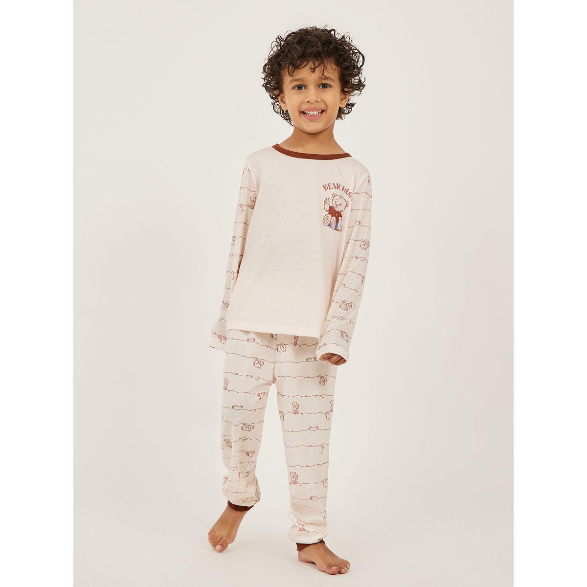 Styli Printed Long Sleeve T-Shirt and Jogger Pyjama Set-boys-clothing-nightwear-image-1